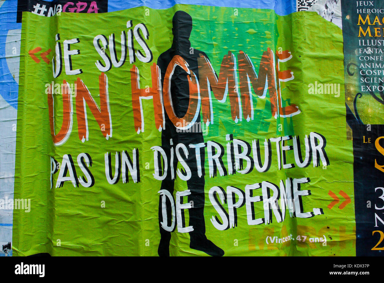 L'anti-gpa (gestional surrogacy) affiches, Paris, France Banque D'Images