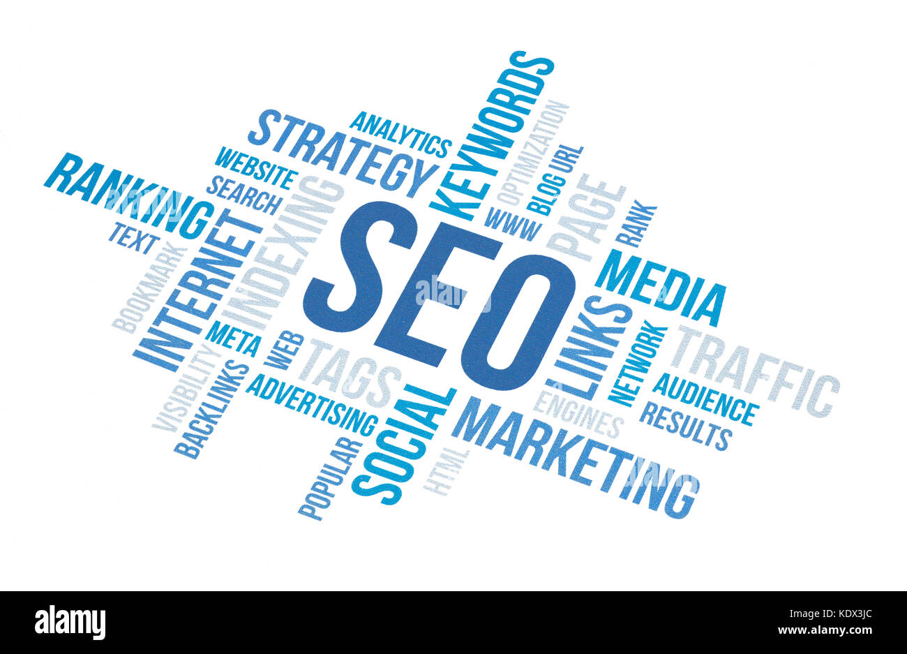 Affaires de seo, optimisation du moteur de recherche, le concept de cloud chart. imprimer le document, libre. Banque D'Images