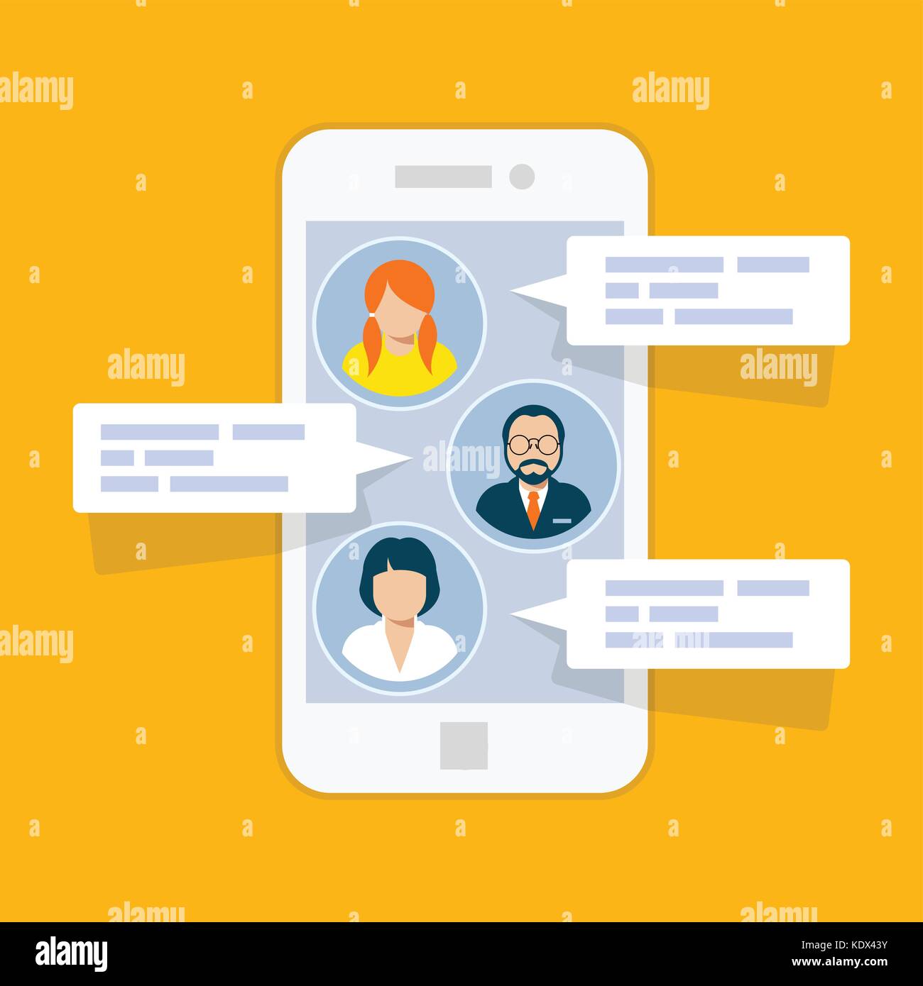 Chat SMS interface - de courts messages sur smartphone Illustration de Vecteur