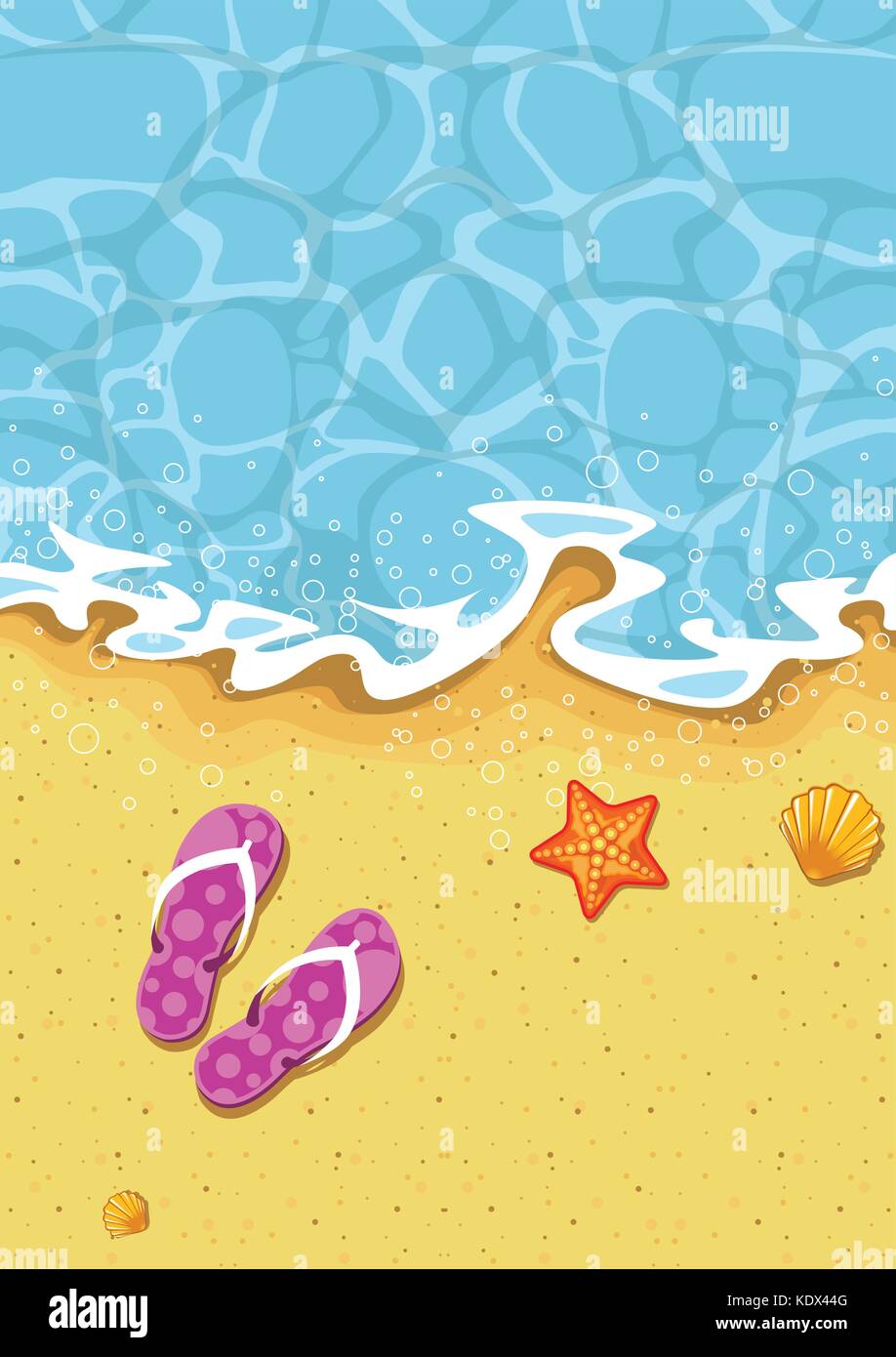 Mer vague sur le sable de la plage - les vacances d'été Illustration de Vecteur