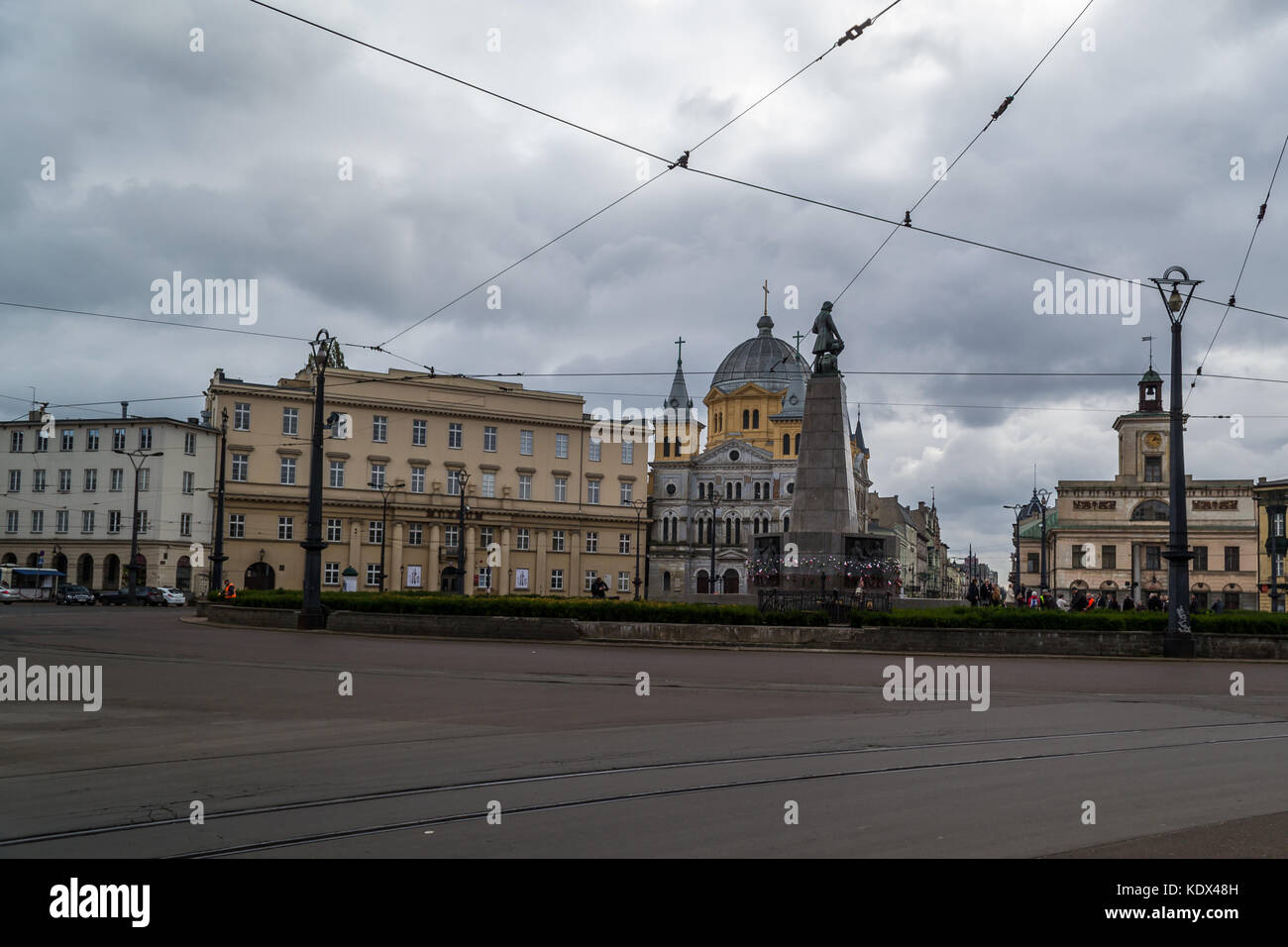 Square dans le centre-ville de Lodz Banque D'Images