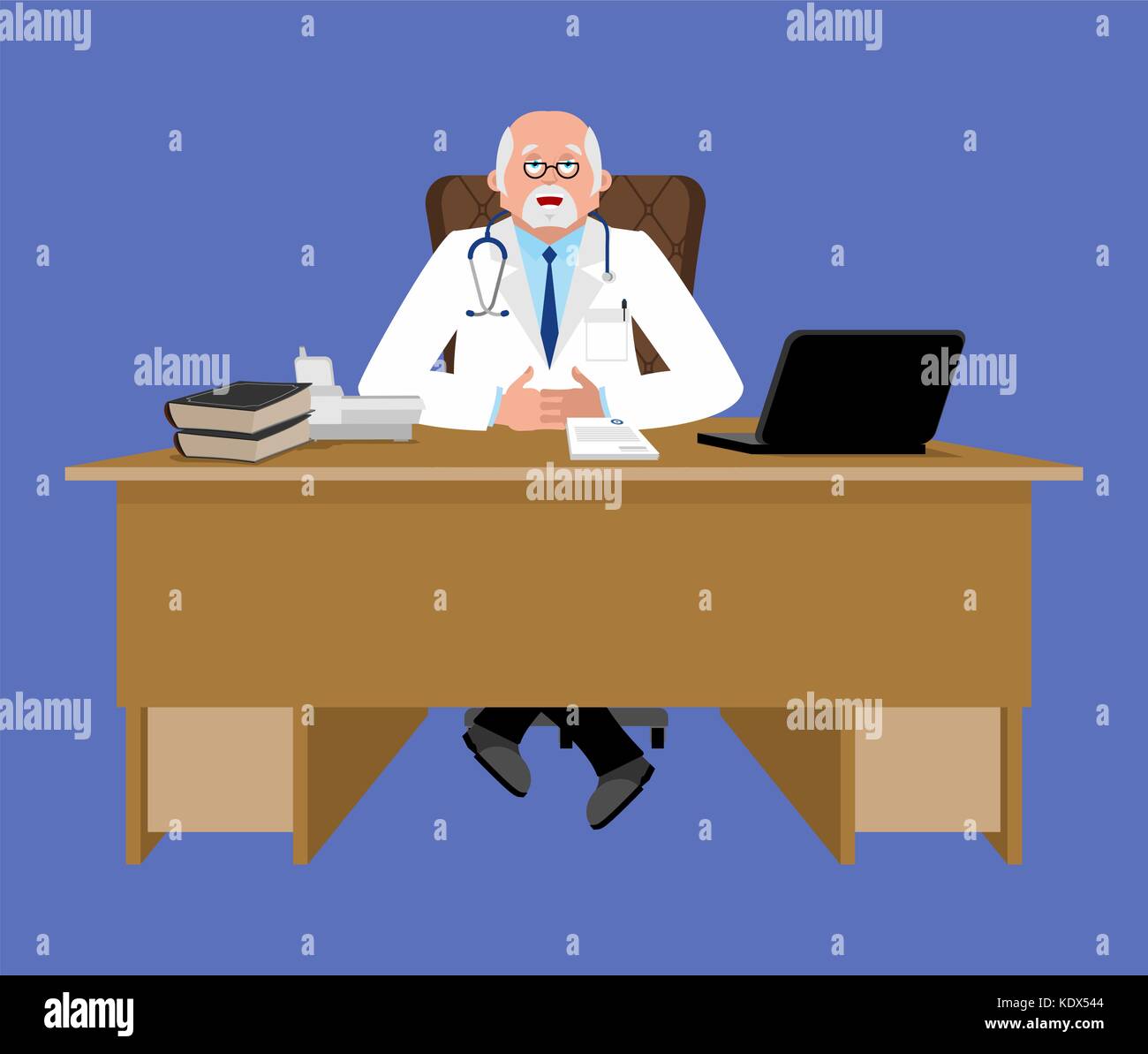 Médecin en chef au bureau. bureau médical. médecin qui travaille à son bureau. vector illustration Illustration de Vecteur