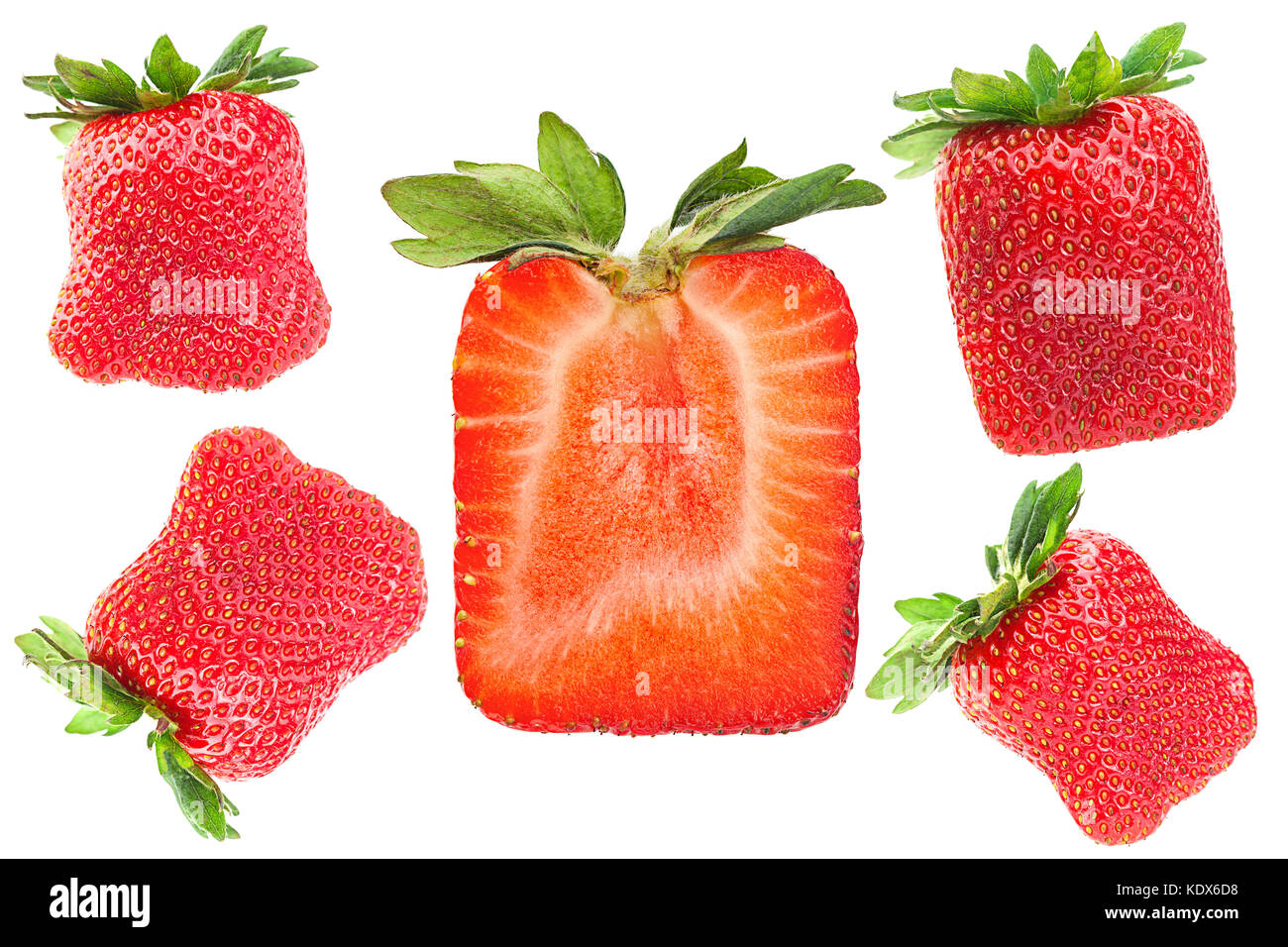 Jeu de fraises carré isolé sur fond blanc Banque D'Images