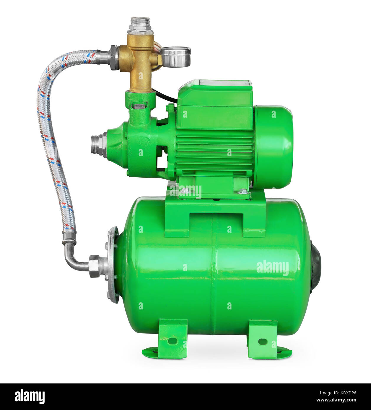 Haute pression électrique vert pompe à eau isolated on white Banque D'Images