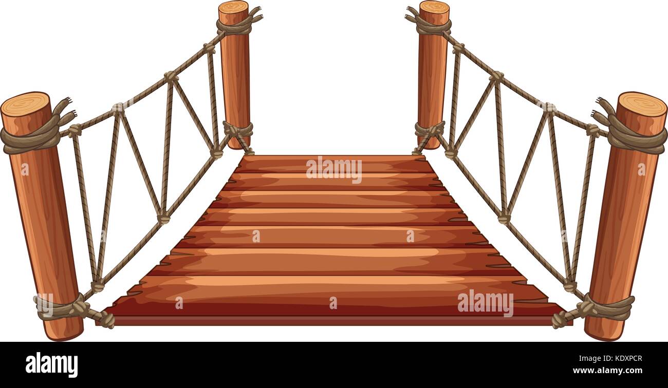 Pont en bois avec corde illustration jointe Illustration de Vecteur