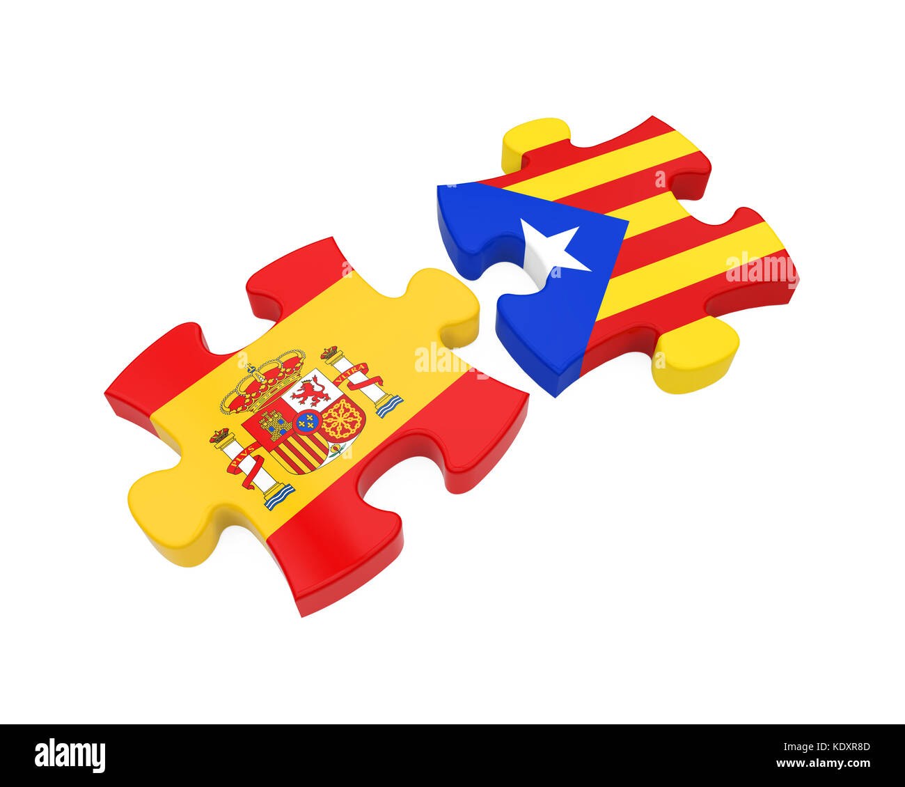 L'Espagne et la catalogne flags isolés puzzle Banque D'Images