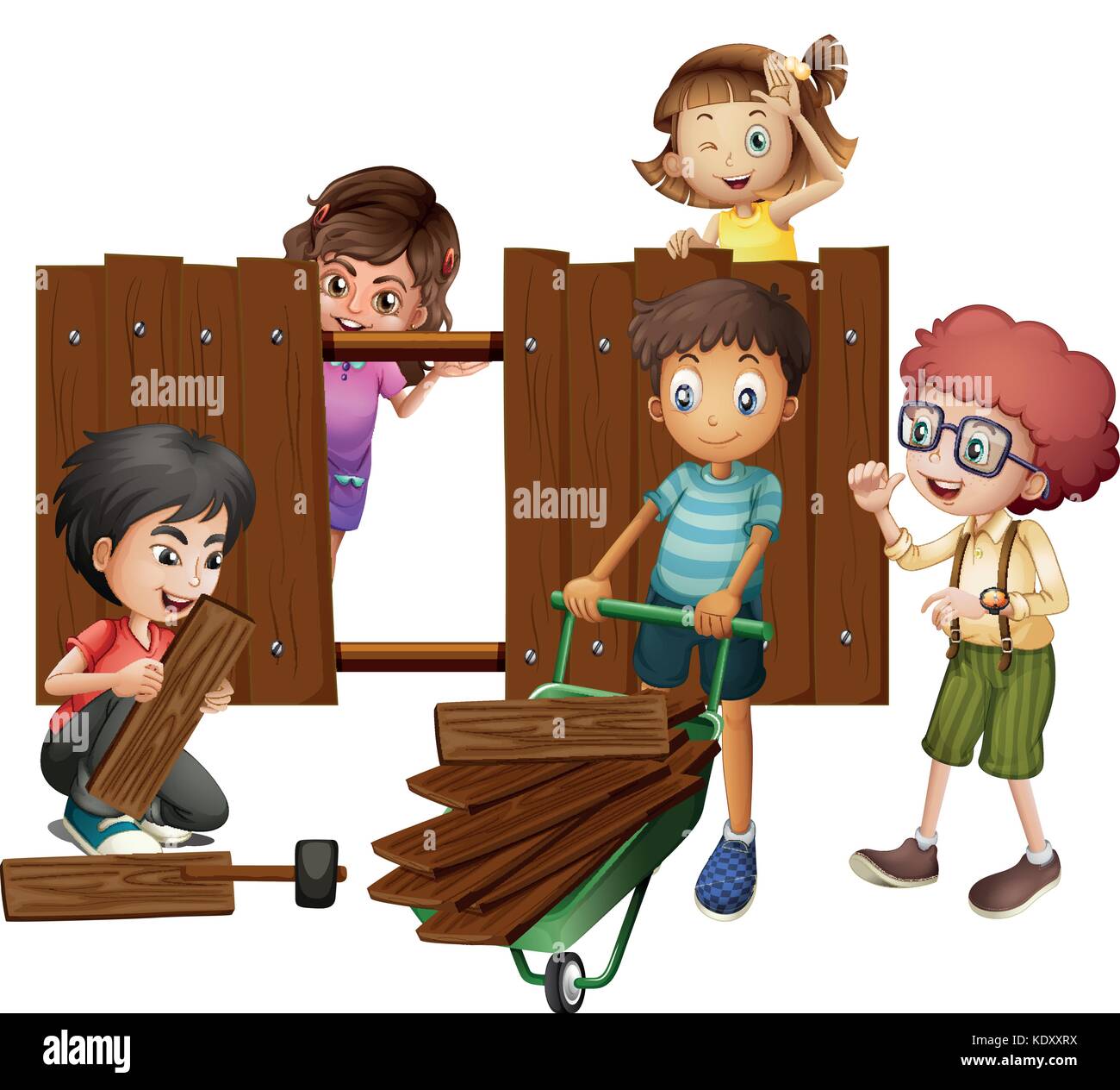 Clôture en bois bâtiment enfants illustration Illustration de Vecteur