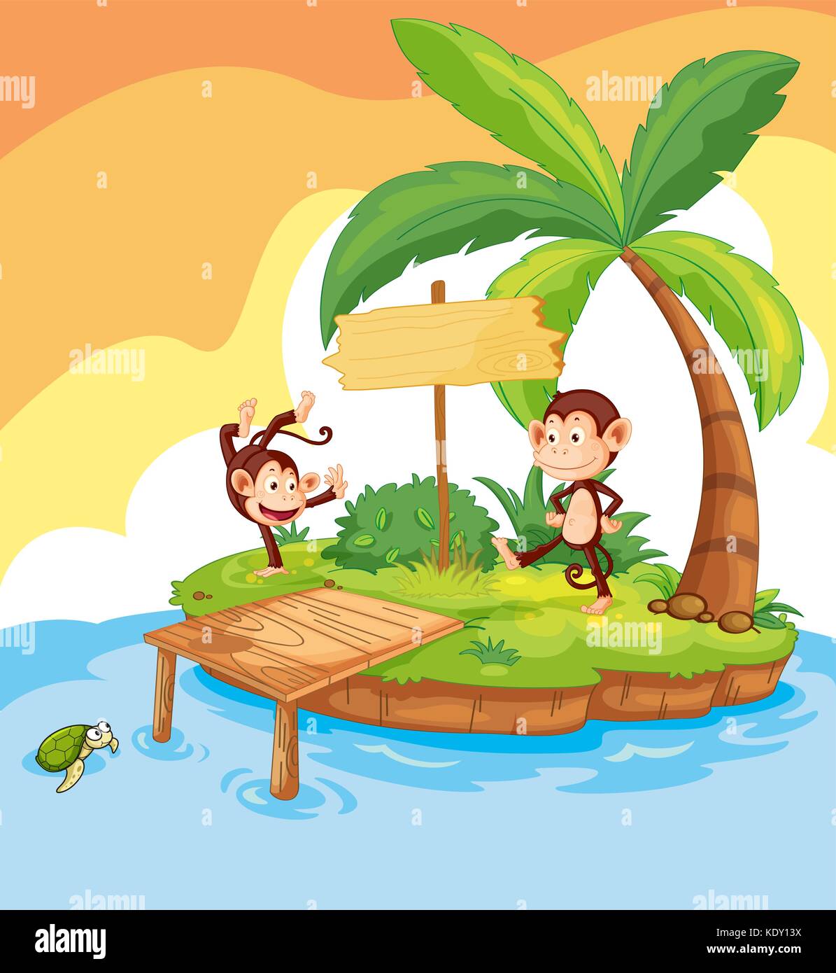 Deux singes sur island illustration Illustration de Vecteur