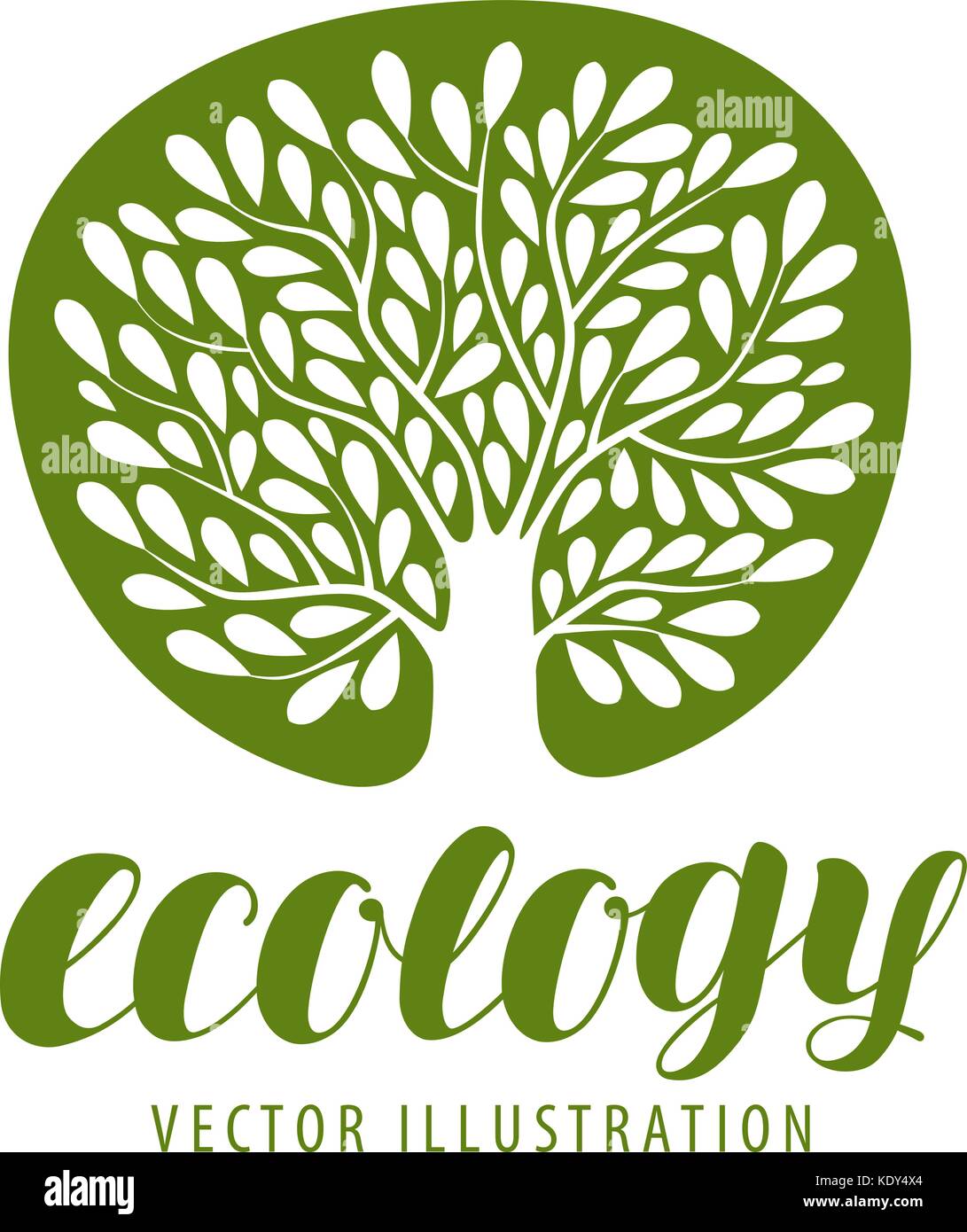 Écologie, protection de l'environnement, logo ou symbole de la nature. Arbre avec icône feuilles. Illustration vectorielle Illustration de Vecteur