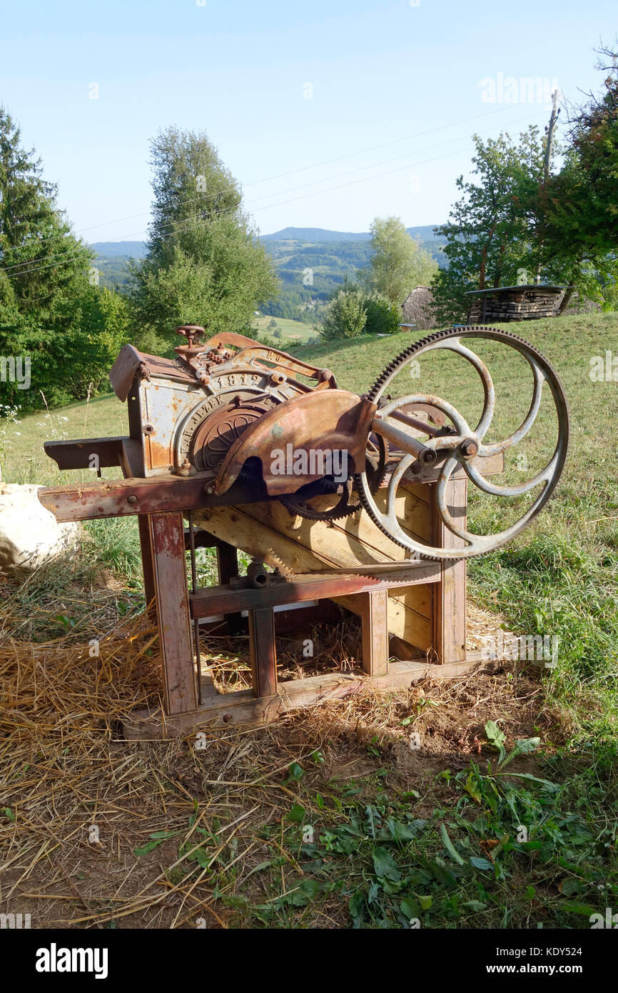 Ancienne batteuse main Banque D'Images
