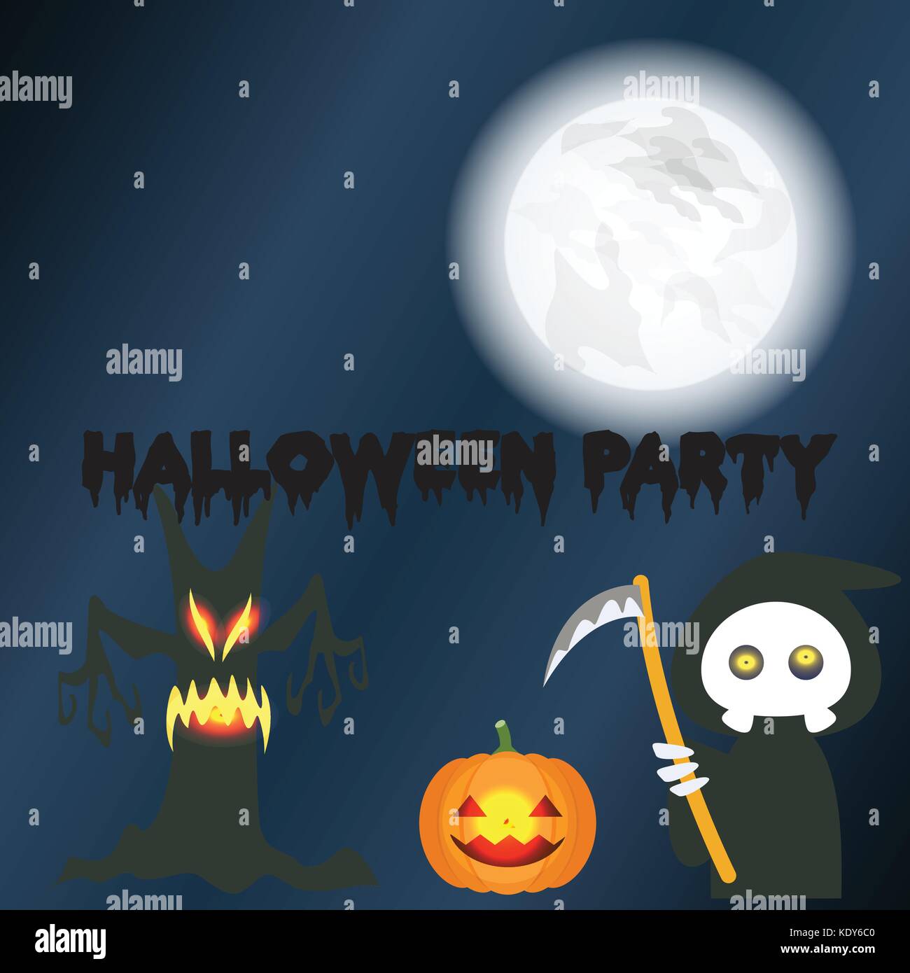 Artiste : dulyapon somsri : halloween night party fête fond toile de fond d'écran vector illustration Carte postale Carte. Elle peut être appliquée à tout. Illustration de Vecteur