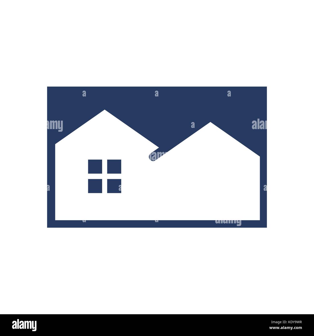 L'espace négatif simple blue house Illustration de Vecteur