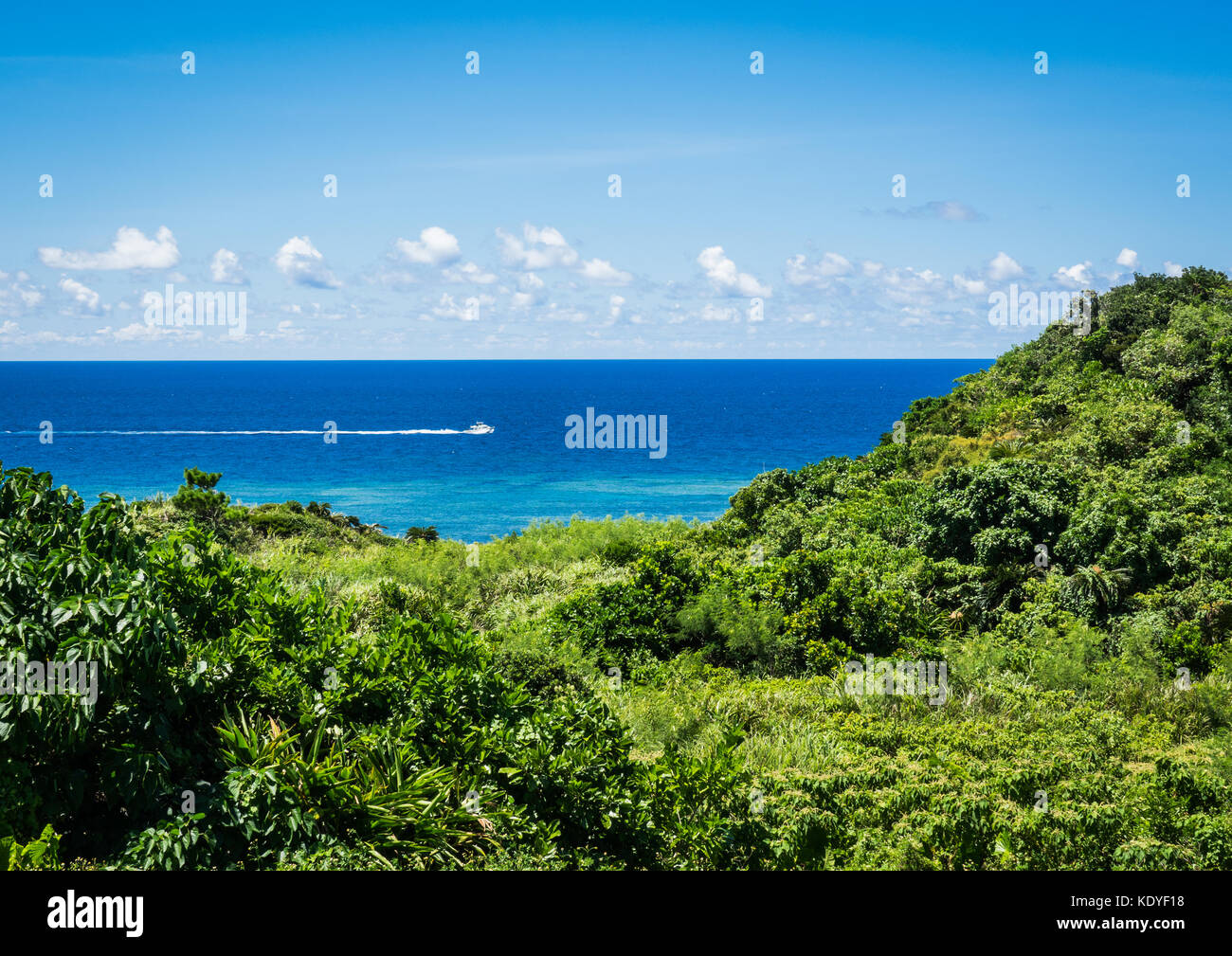 Vue mer à partir de Ishigaki-jima, Îles Yaeyama, Okinawa Prefecture, Japan Banque D'Images