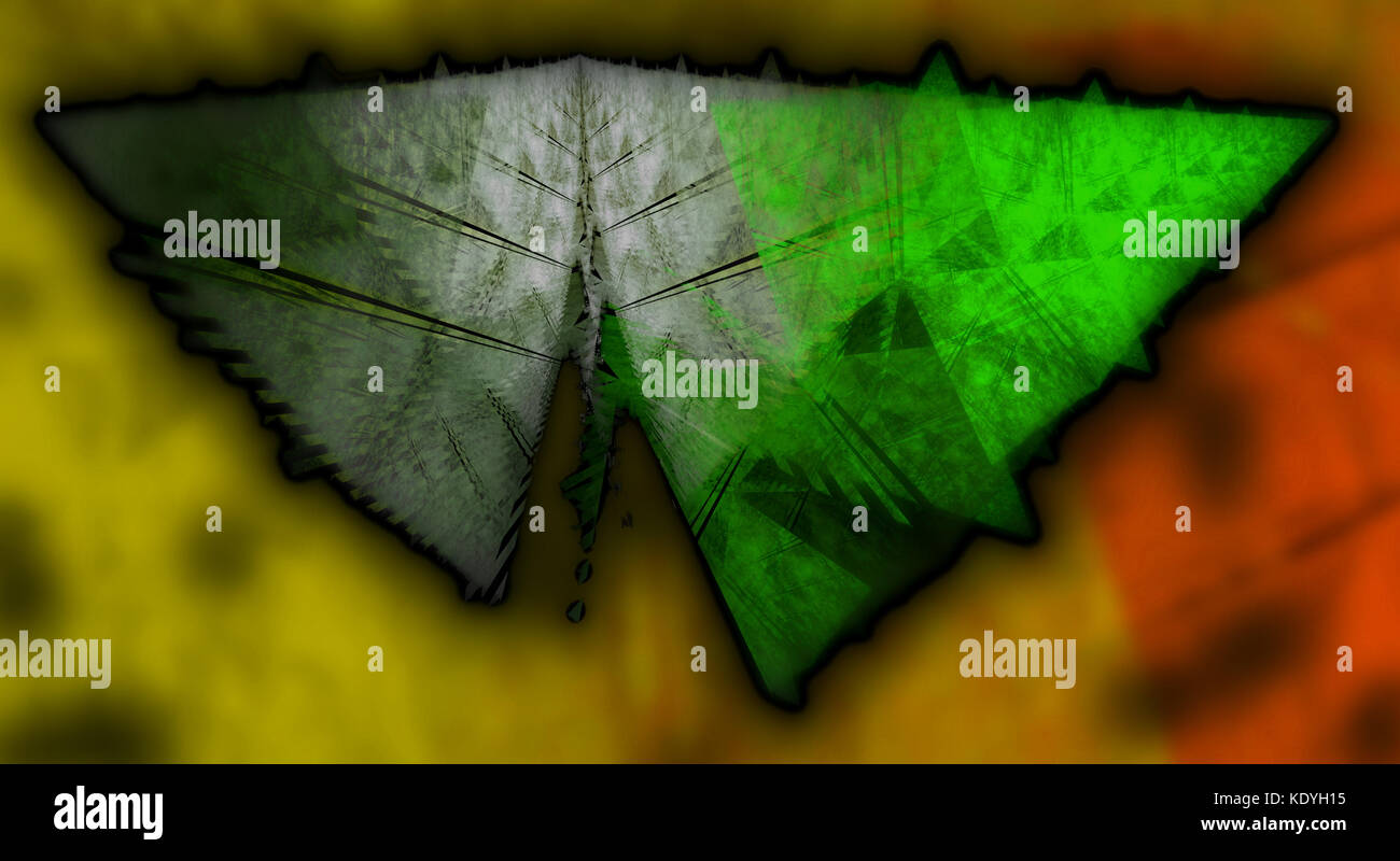 Un résumé de conception fractale semblable à un papillon, avec un schéma de couleurs automnales. Banque D'Images