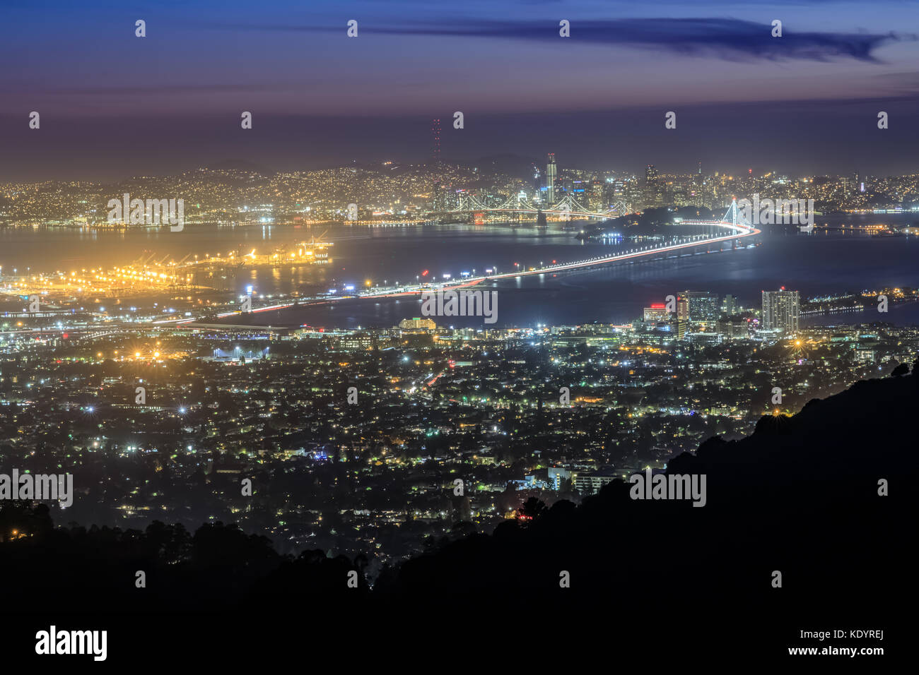San Francisco lumières de la nuit. Banque D'Images