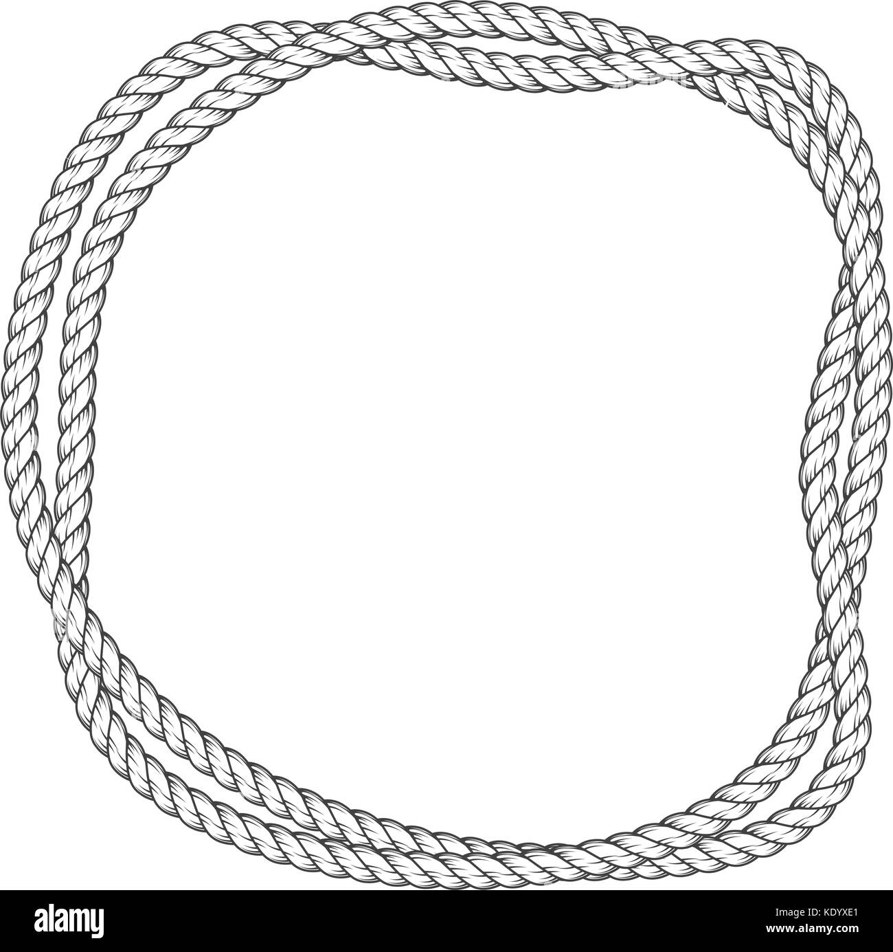 La corde tordue round frame - deux cordes entrelacées border Illustration de Vecteur