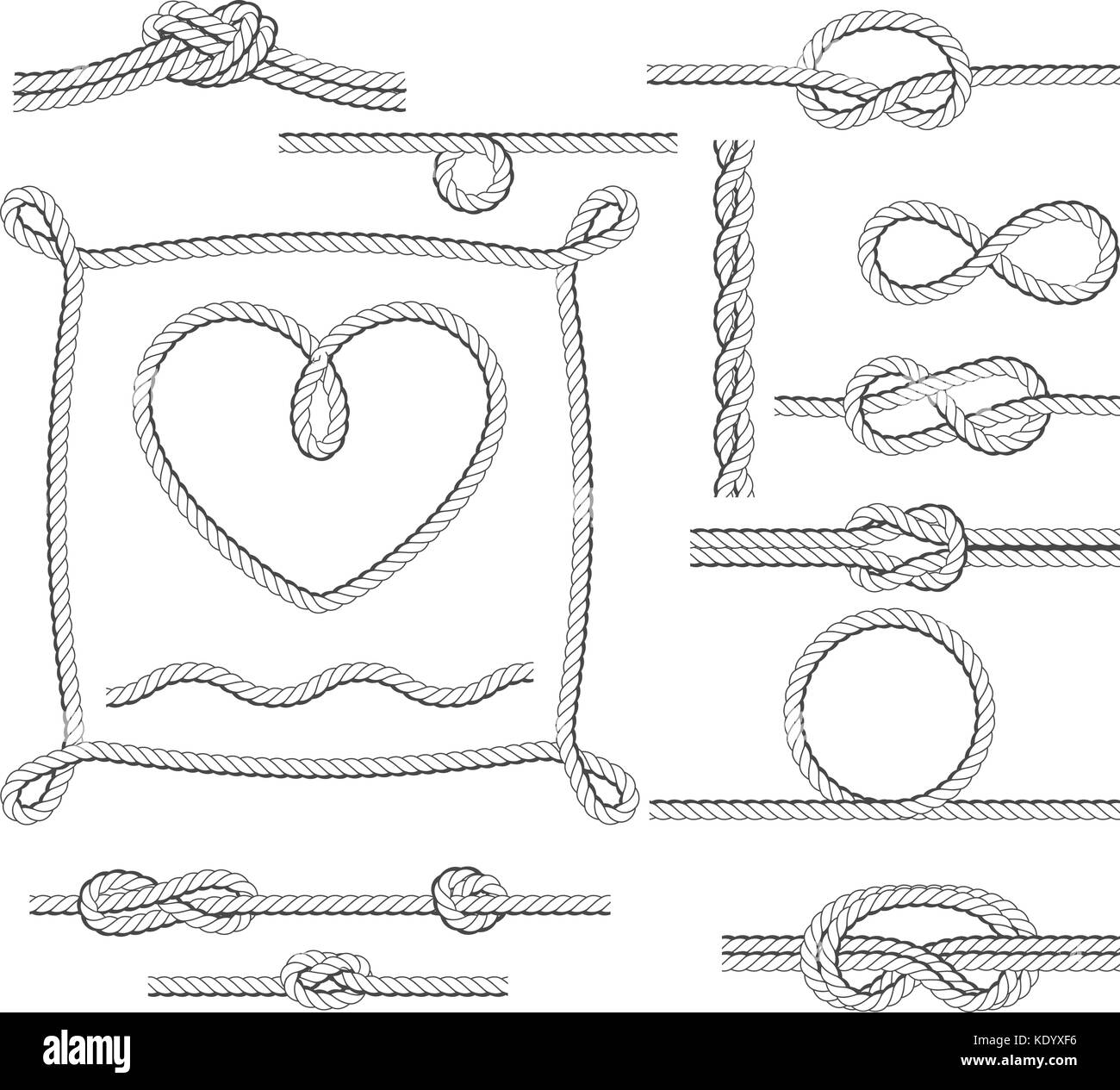 Armatures et corde noeuds - frontières et corners Illustration de Vecteur