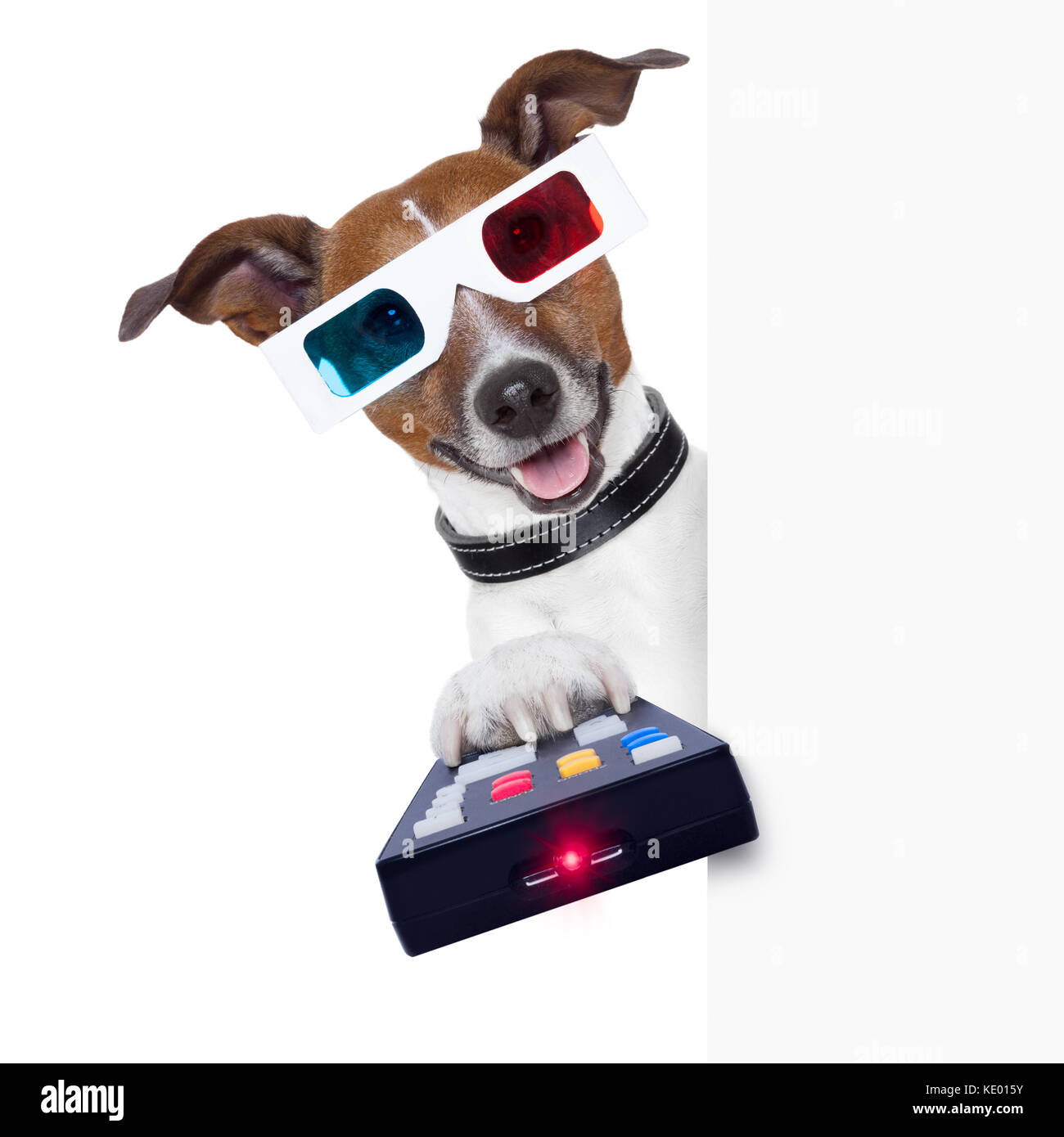Les lunettes 3d film chien avec télécommande Banque D'Images