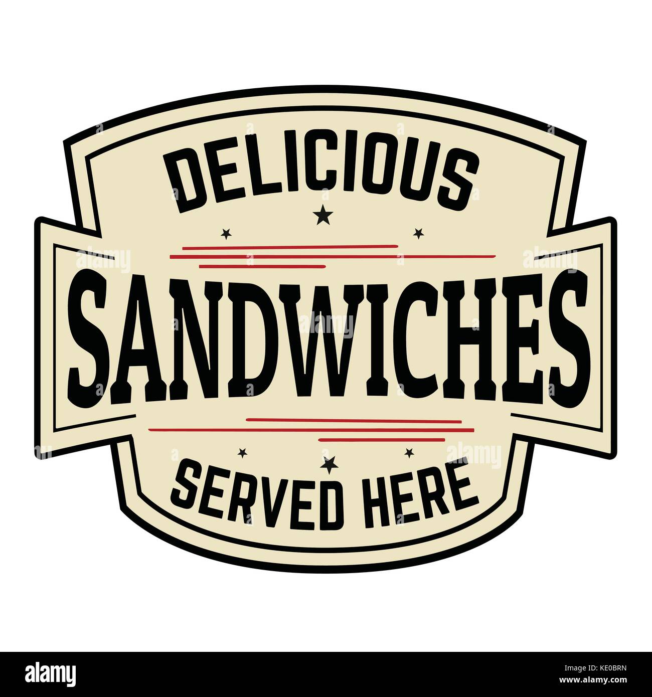 Étiquette de délicieux sandwiches ou icône sur fond blanc, vector illustration Illustration de Vecteur