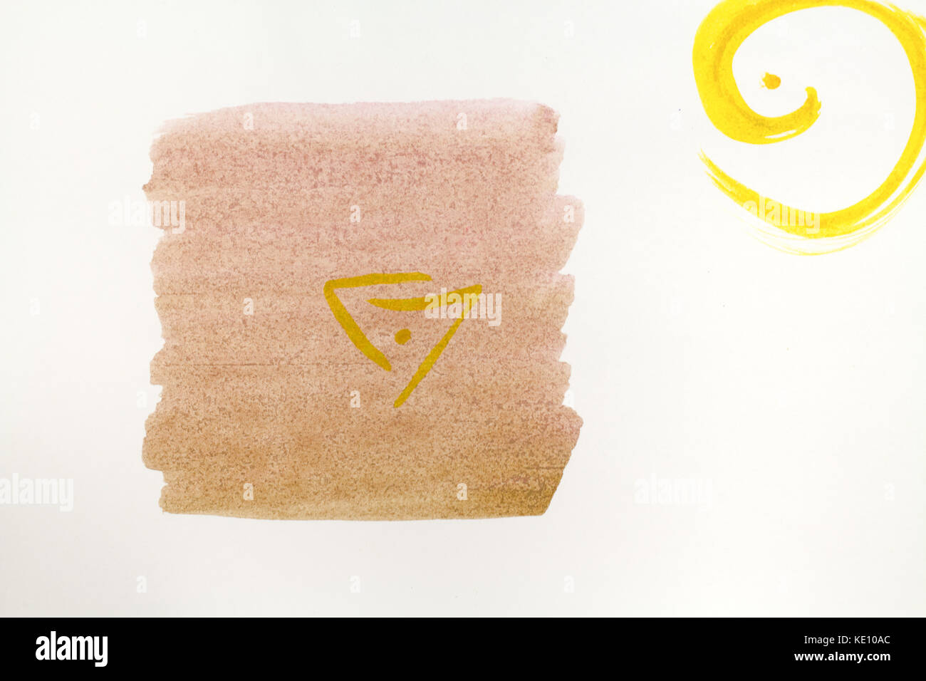 Brown texture aquarelle sur fond blanc Banque D'Images