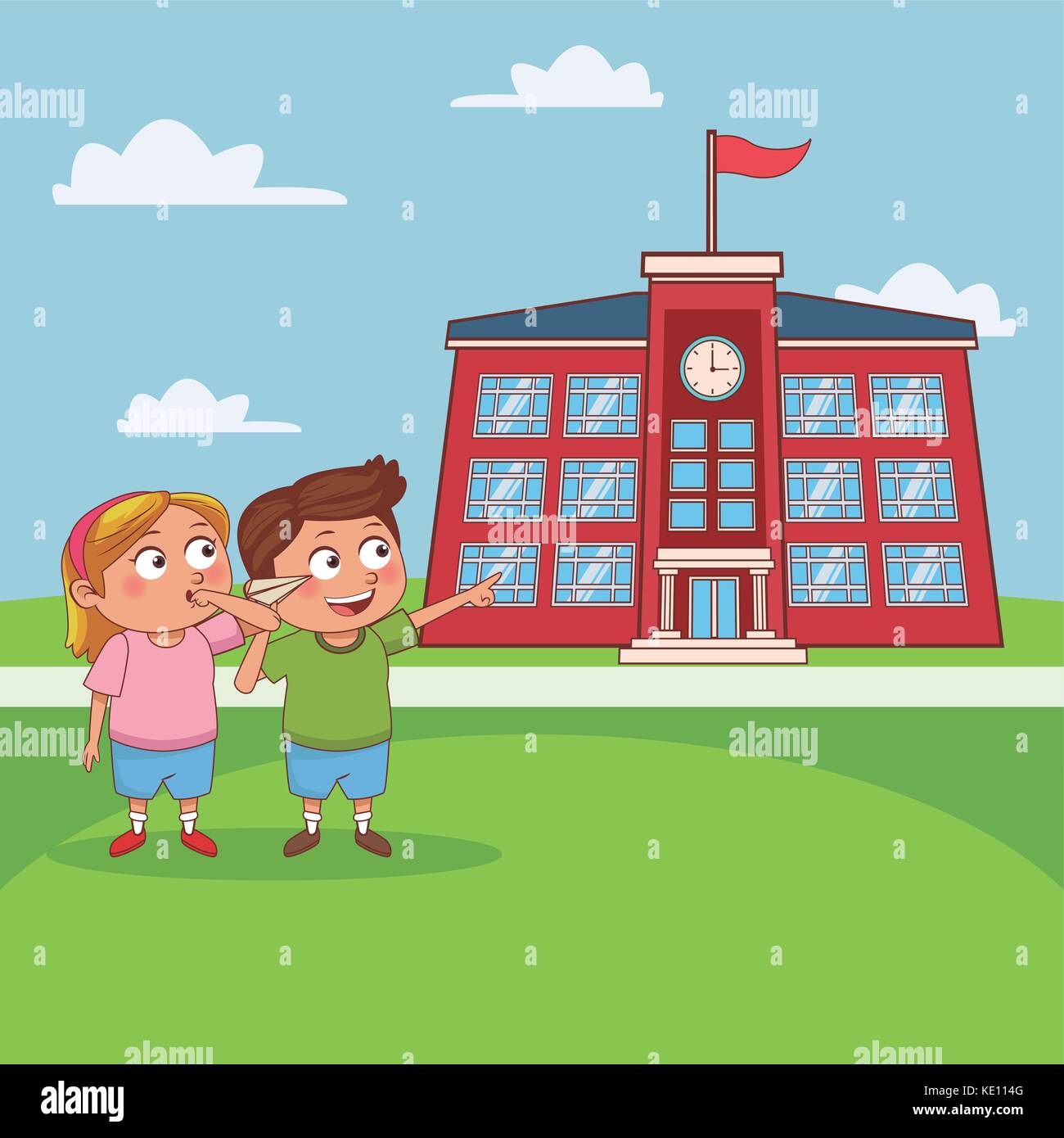 Les Enfants A L Ecole Dessin Anime Image Vectorielle Stock Alamy