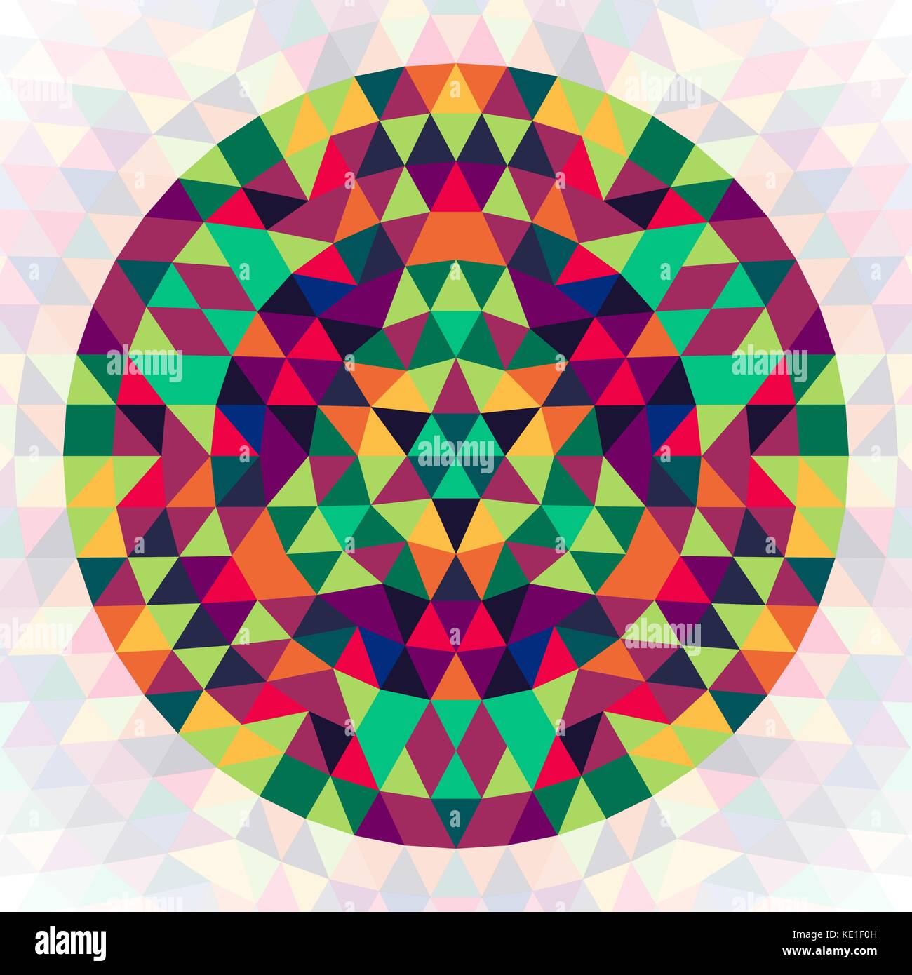 Triangle géométrique ronde mandala kaléidoscopique - conception graphique modèle vecteur symétrique Illustration de Vecteur