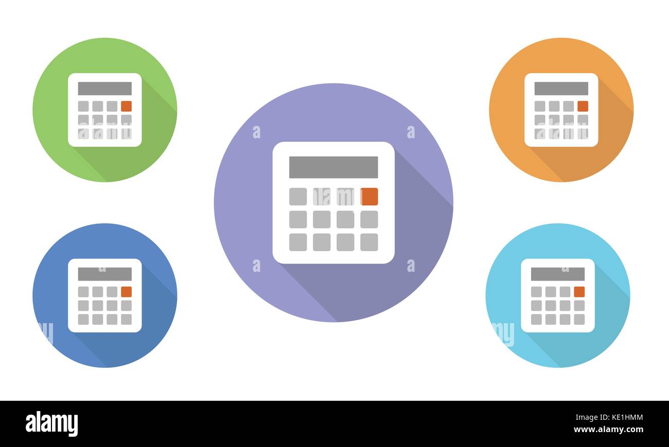 Ensemble d'icônes vectorielles illustré circulaire de couleurs différentes avec la calculatrice et d'afficher sur des pages web et des applications Illustration de Vecteur