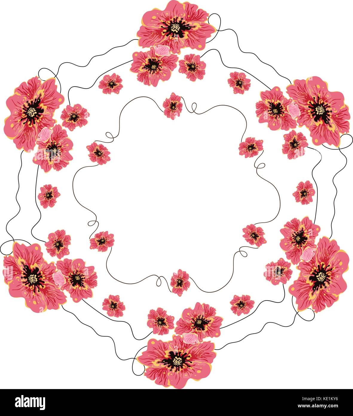 Guirlande de pavots rouges, vector illustration Illustration de Vecteur