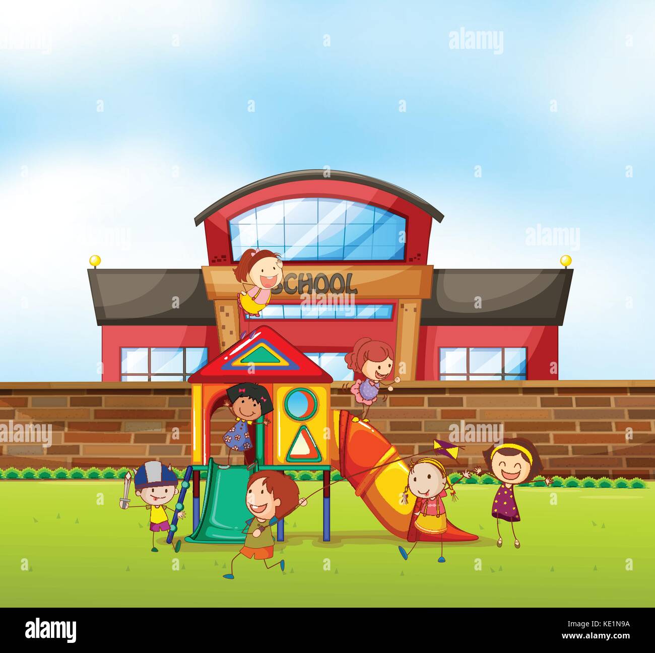 Enfants jouant à l'école jeu pour enfants illustration Illustration de Vecteur