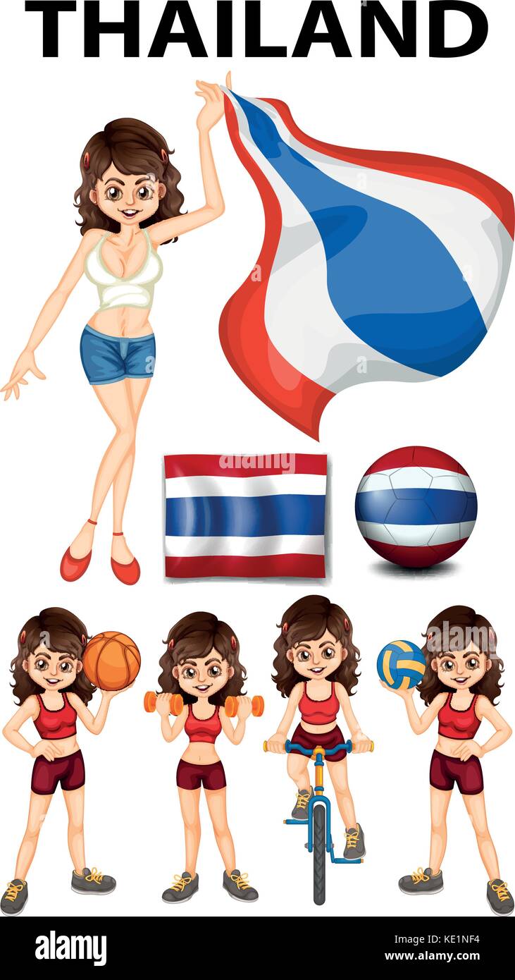 Drapeau de la Thaïlande et de l'athlète femme illustration Illustration de Vecteur