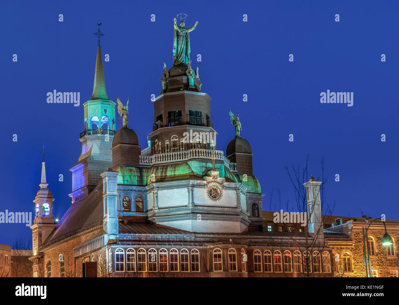 Le dôme de la chapelle Notre Dame de Bonsecures au crépuscule situé dans le Vieux-Port de Montréal, Ville de la province de Québec, Canada, Amérique du Nord. Banque D'Images