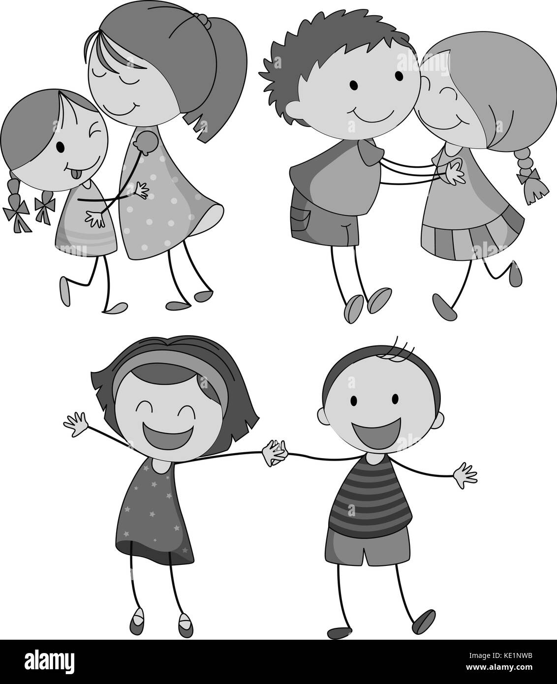 Les gens hugging and holding hands Illustration de Vecteur