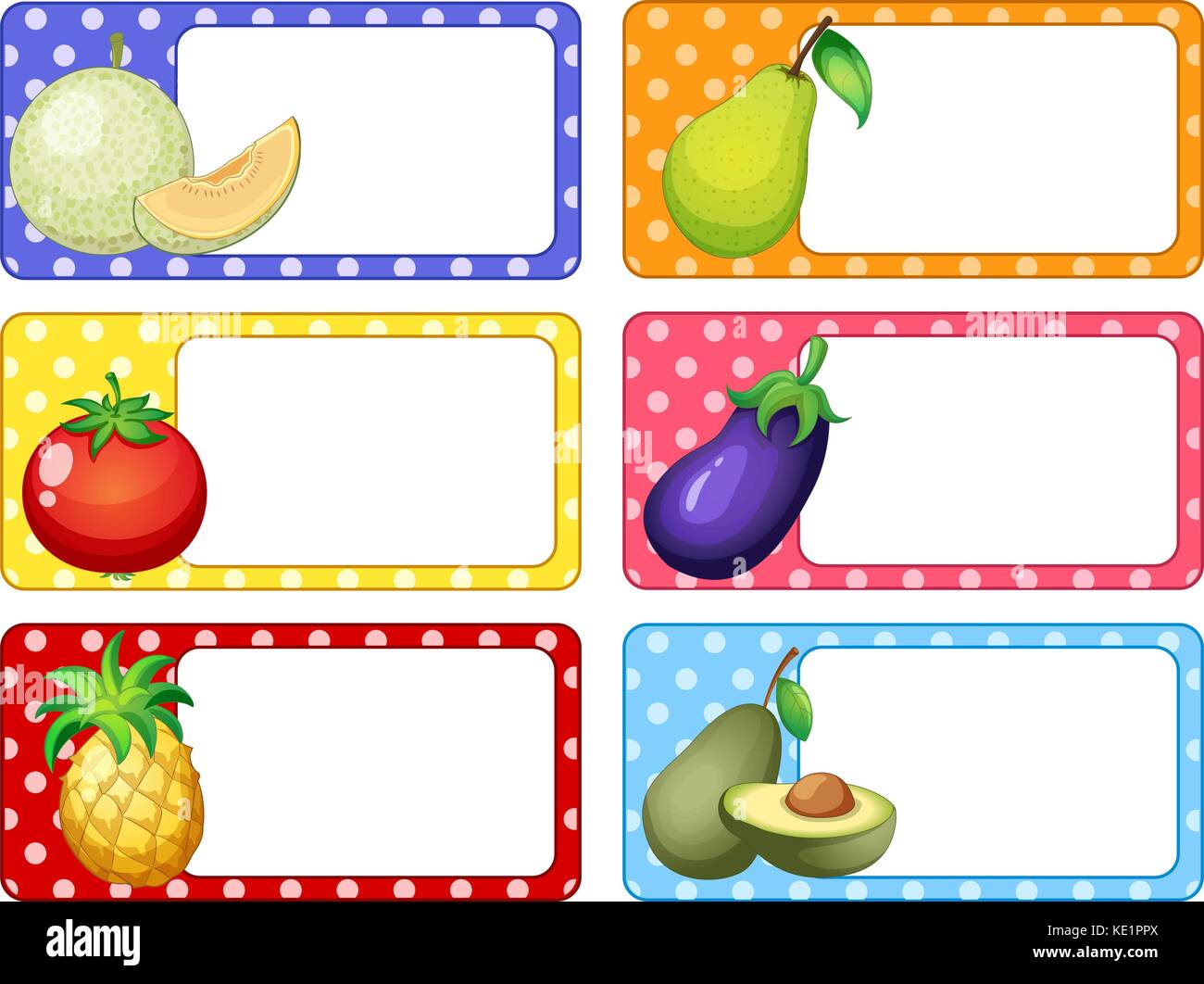 La conception d'étiquettes avec des fruits et légumes illustration