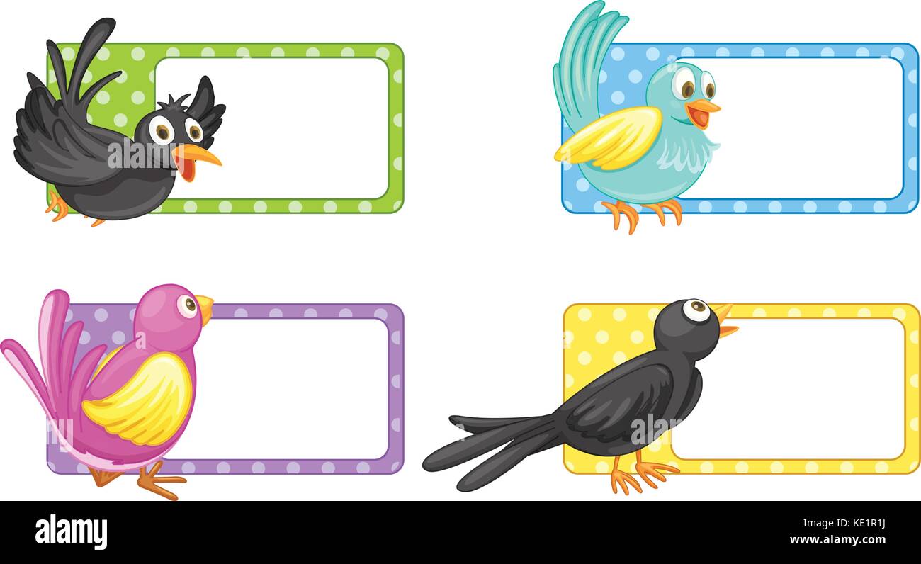 La conception d'étiquettes avec des oiseaux sauvages illustration Illustration de Vecteur