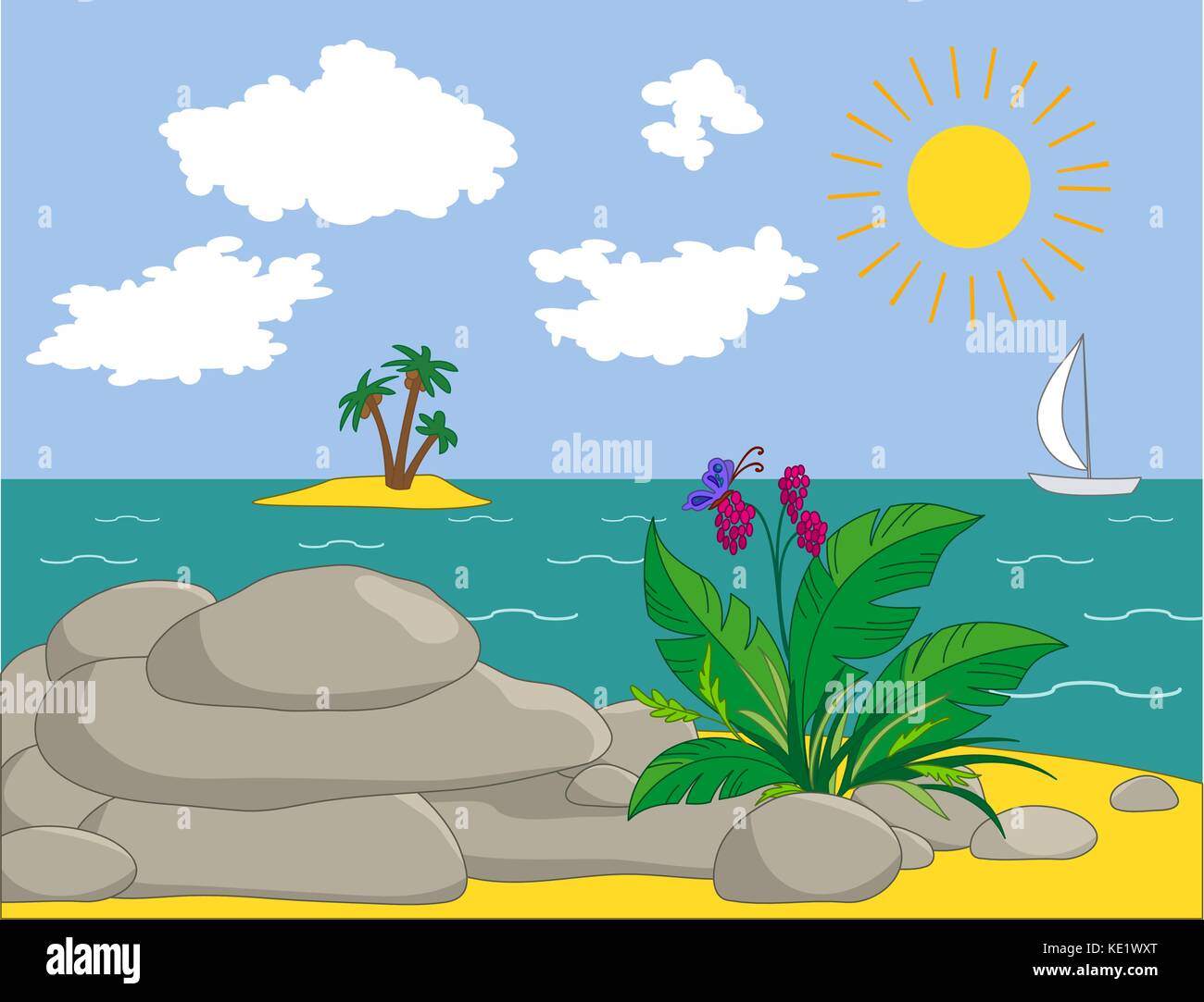 Paysage, ocean shore Illustration de Vecteur