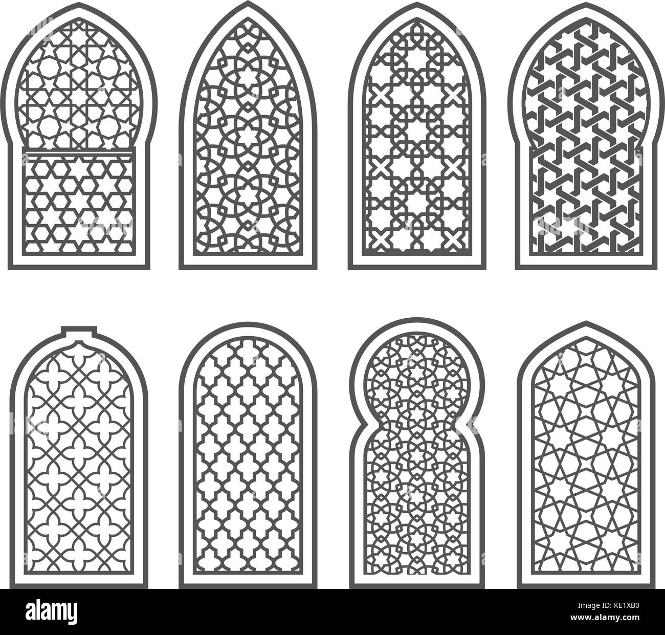 Fenêtre d'arabie avec ornement - caillebotis décoré avec motif arabesque Illustration de Vecteur