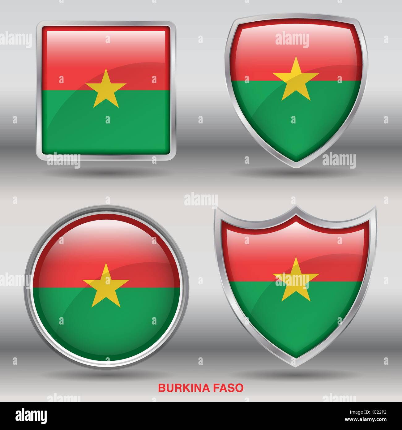 Burkina Faso - 4 drapeaux drapeau formes membres pays au monde with clipping path Illustration de Vecteur