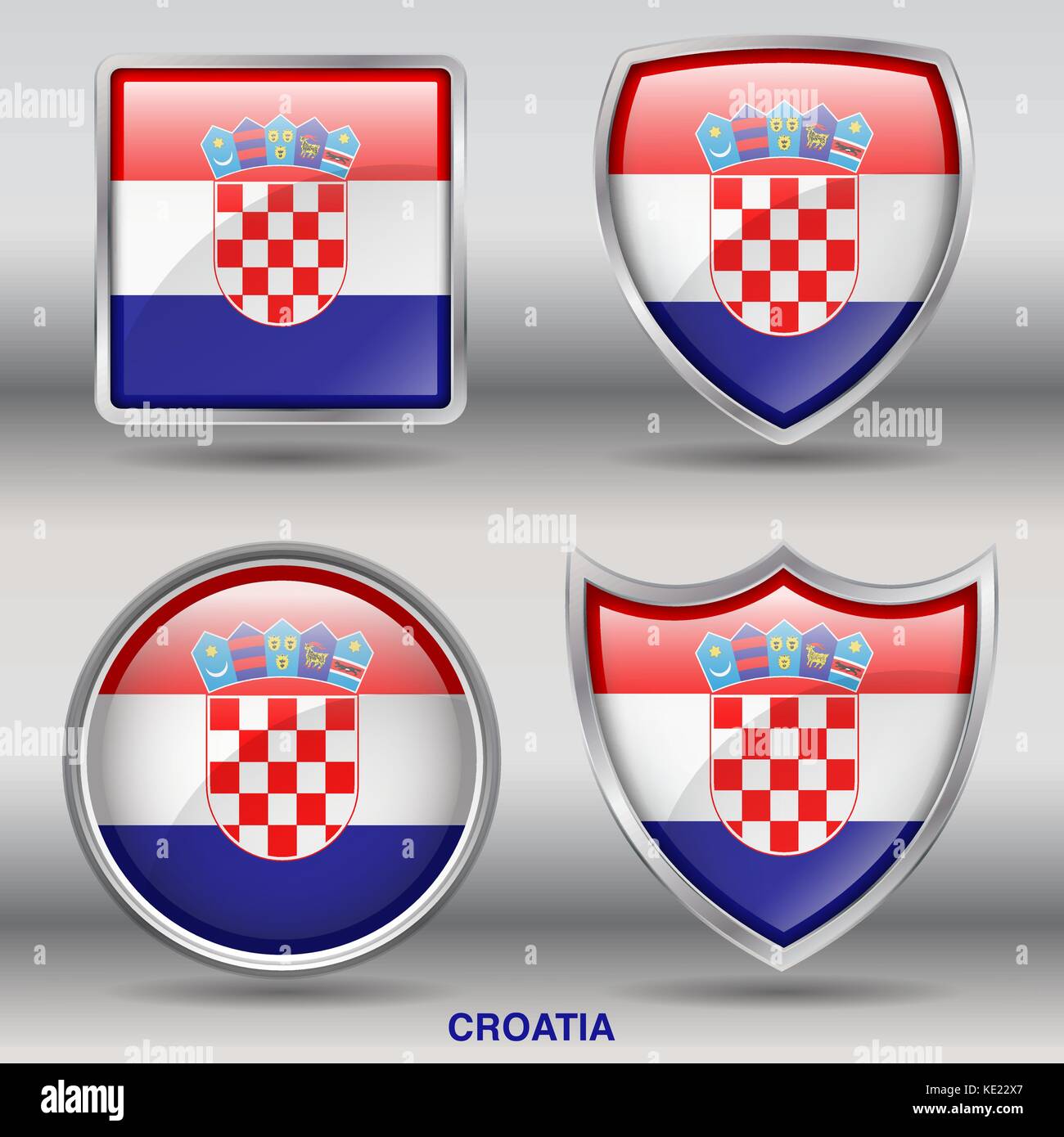 Drapeau Croatie - 4 drapeaux formes membres pays au monde with clipping path Illustration de Vecteur