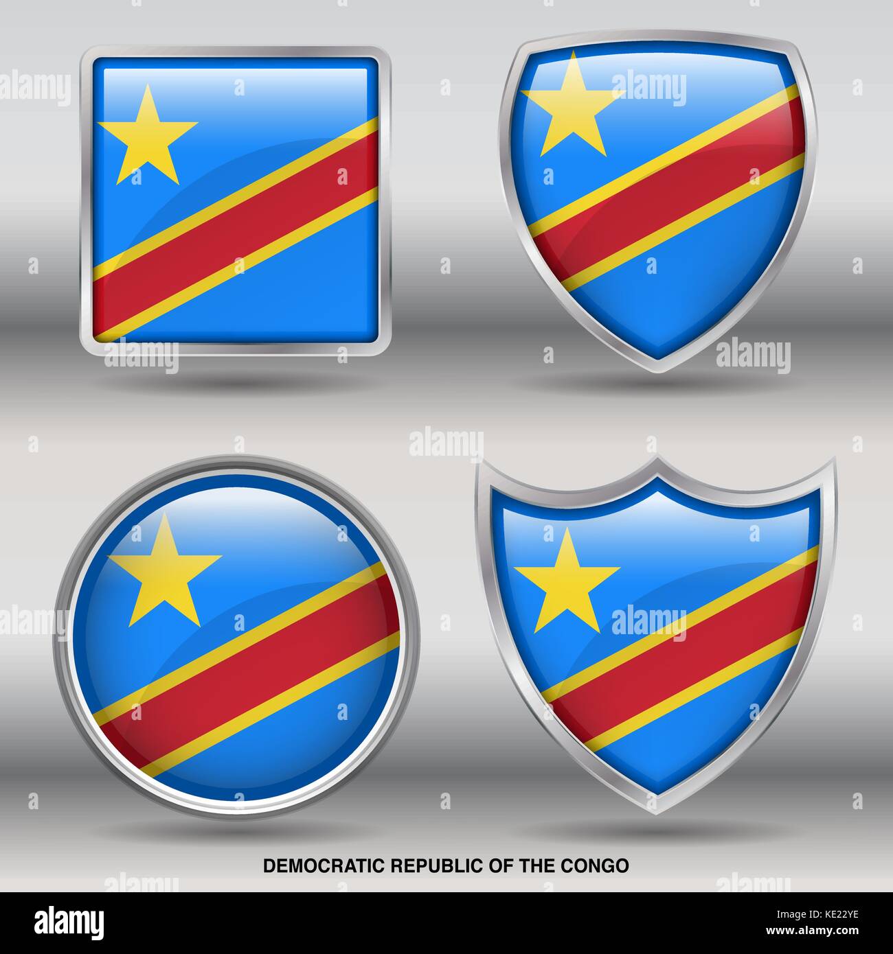 République démocratique du congo drapeau - 4 drapeaux formes membres pays au monde with clipping path Illustration de Vecteur