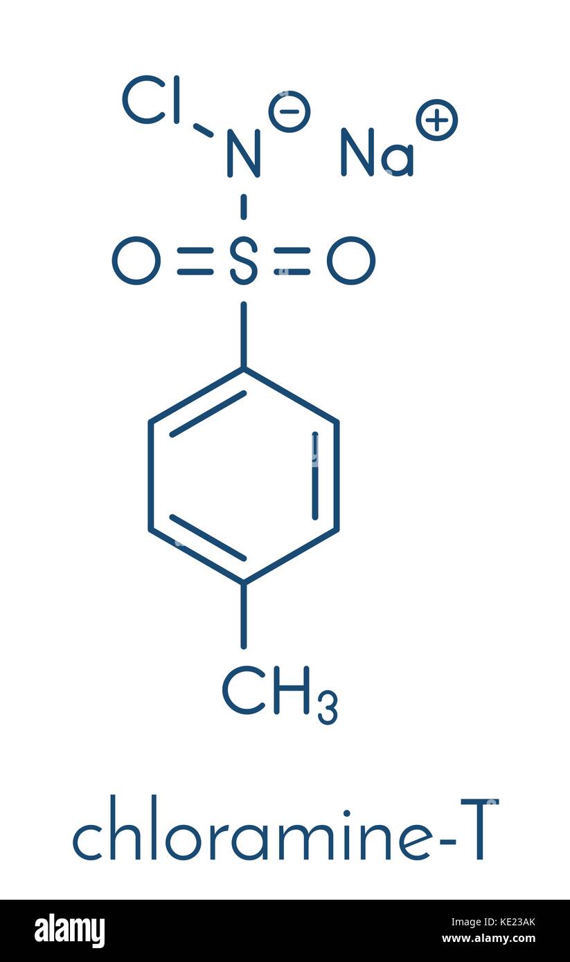 La chloramine-T (molécule désinfectante tosylchloramide). formule topologique. Illustration de Vecteur