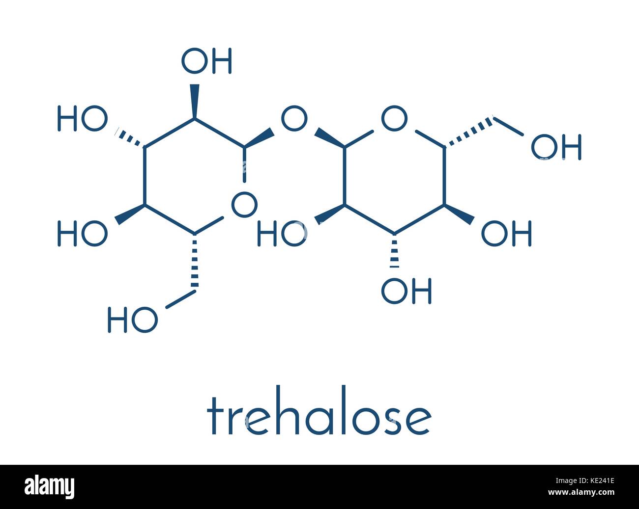 Le tréhalose (mycose, tremalose) molécule de sucre. formule topologique. Illustration de Vecteur
