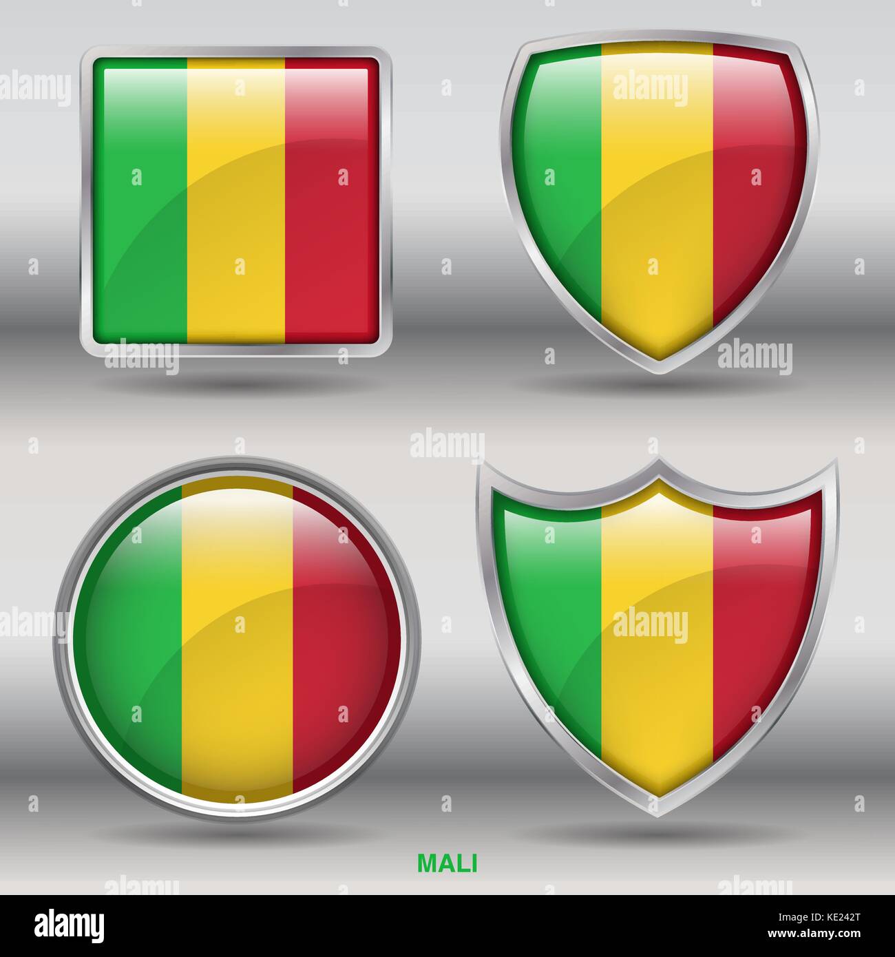 Drapeau mali - 4 drapeaux formes membres pays au monde with clipping path Illustration de Vecteur