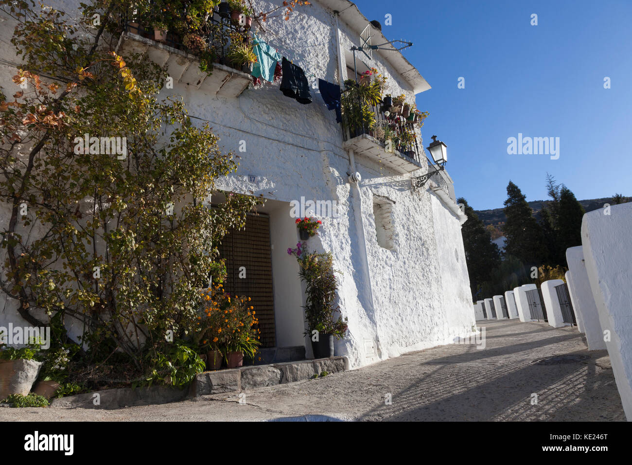 Capileira, Espagne : maisons rustiques le long de calle mentidero. Banque D'Images