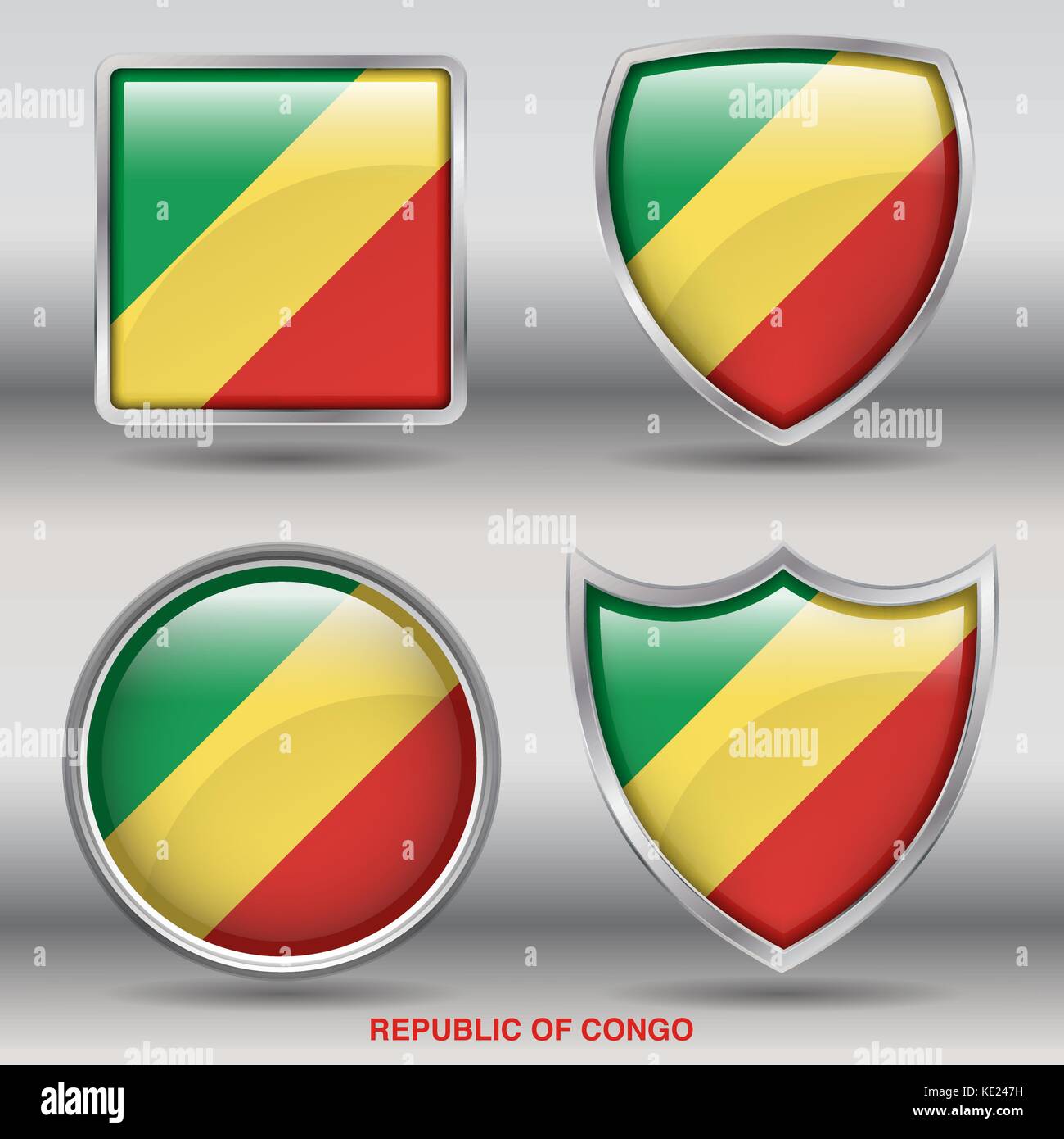 République du Congo - 4 drapeau Drapeaux formes membres pays au monde with clipping path Illustration de Vecteur