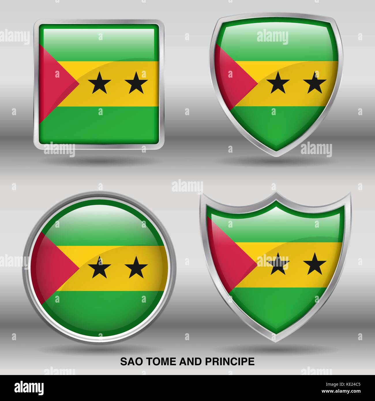Sao Tomé-et-Principe 4 - drapeau Drapeaux formes membres pays au monde with clipping path Illustration de Vecteur