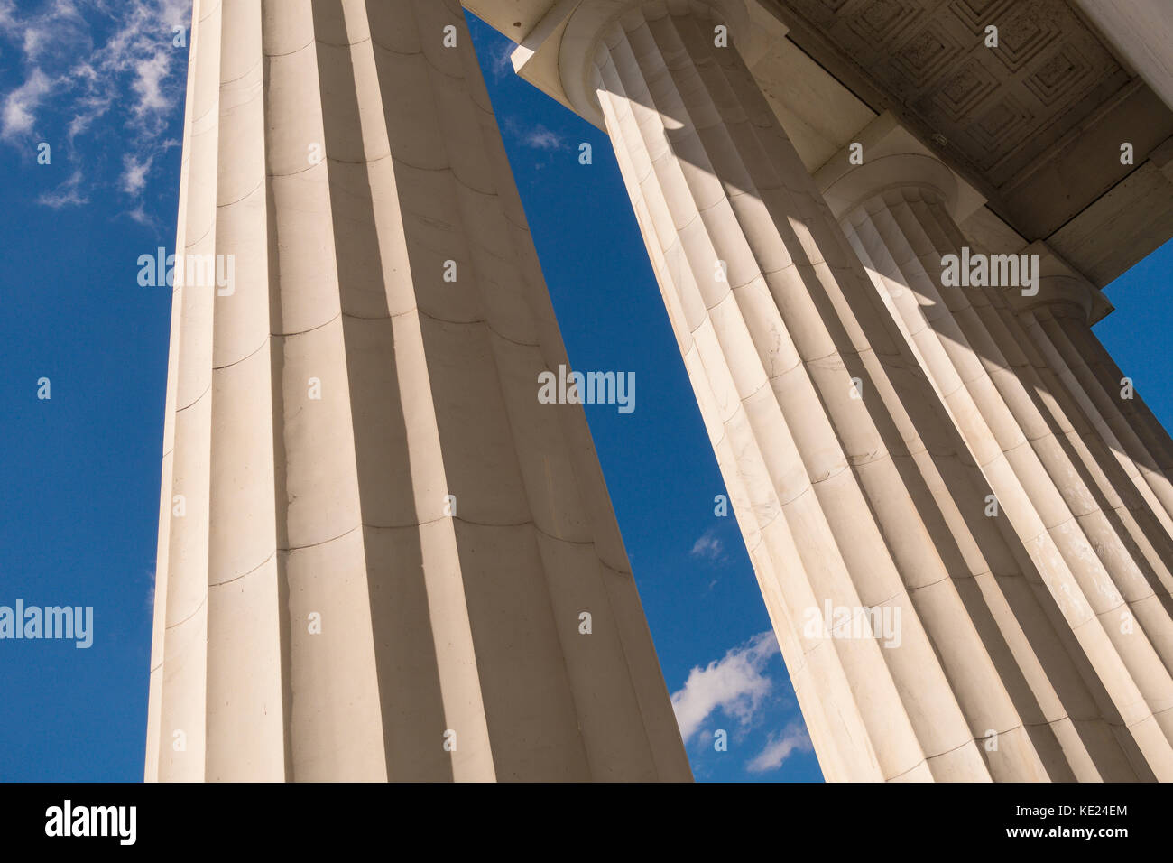 Washington, DC, USA - colonnes de marbre au Lincoln Memorial. Banque D'Images
