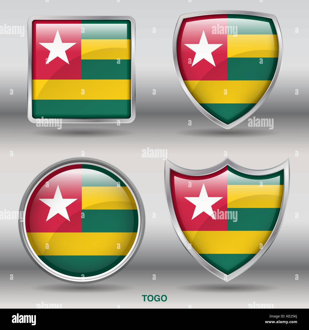 Drapeau togo - 4 drapeaux formes membres pays au monde with clipping path Illustration de Vecteur