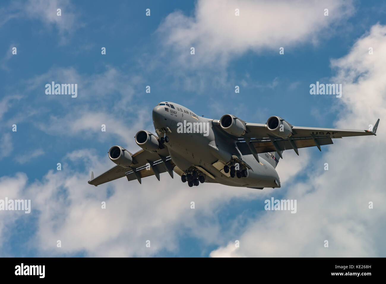 New Windsor, ny - juillet 2, 2017 : giant C-17 Globemaster III qui décolle de l'aéroport international de stewart pendant le meeting aérien de new york. Banque D'Images