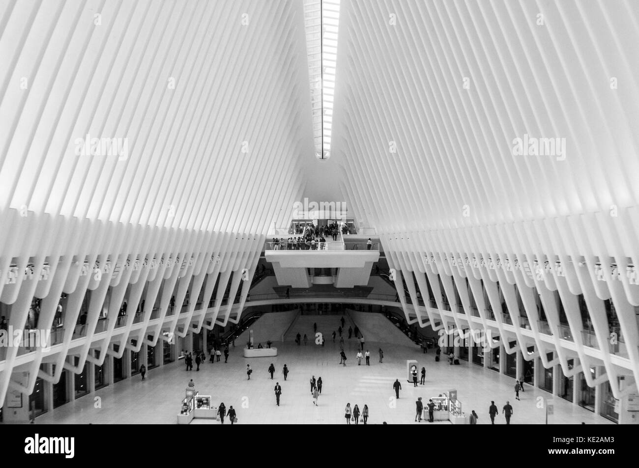 Vue à l'intérieur de l'oculus au site du world trade center à Manhattan, new york city. Banque D'Images