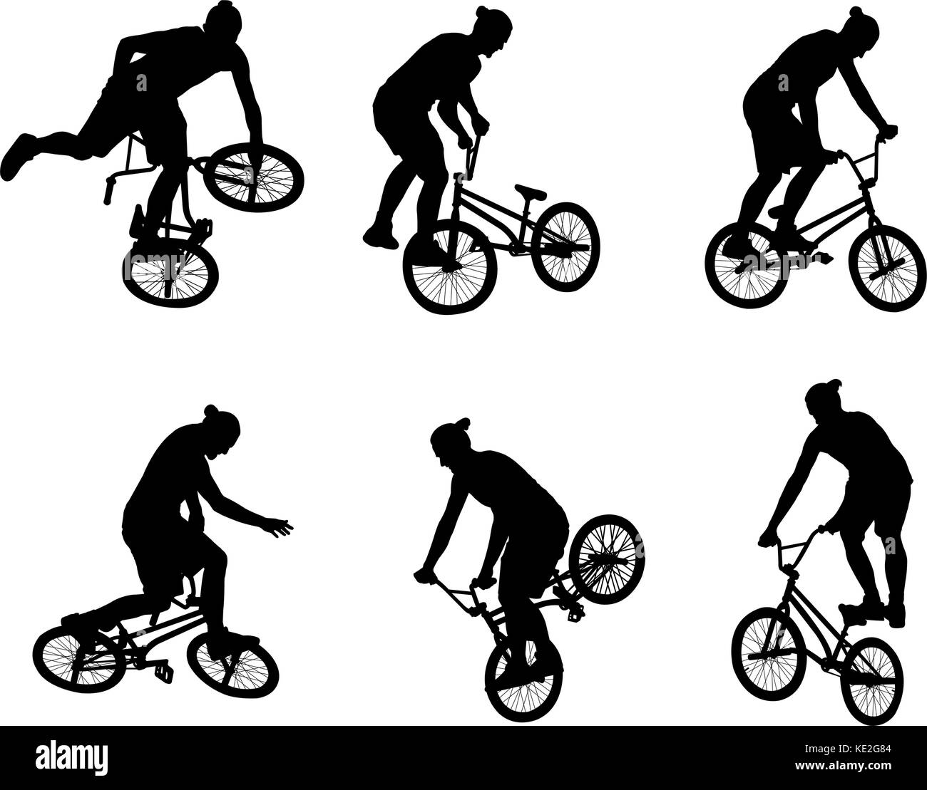 Stunt - vector silhouettes cycliste Illustration de Vecteur